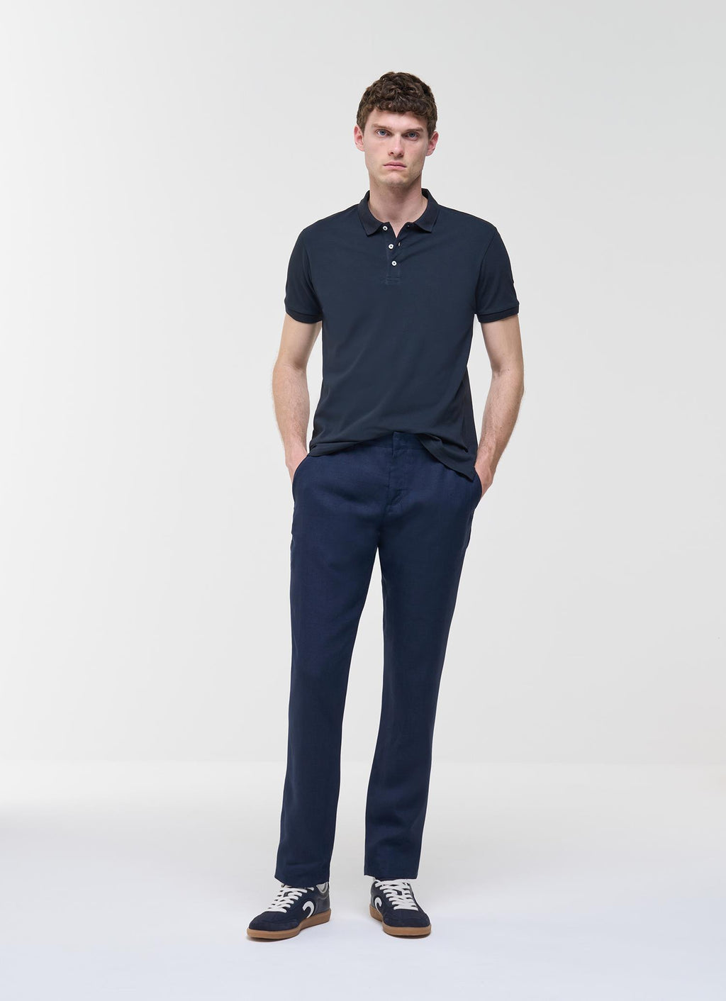 STRETCH Cotton PIQUÉ POLO T-shirt NAVY BLUE