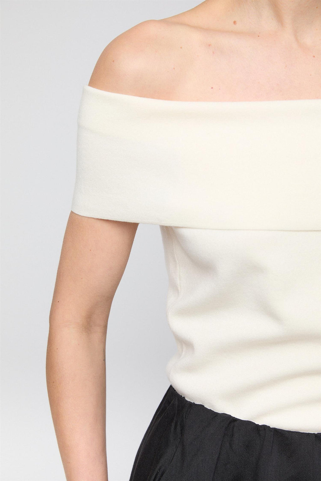 Compact Knit Off Shoulder Top Macadamia