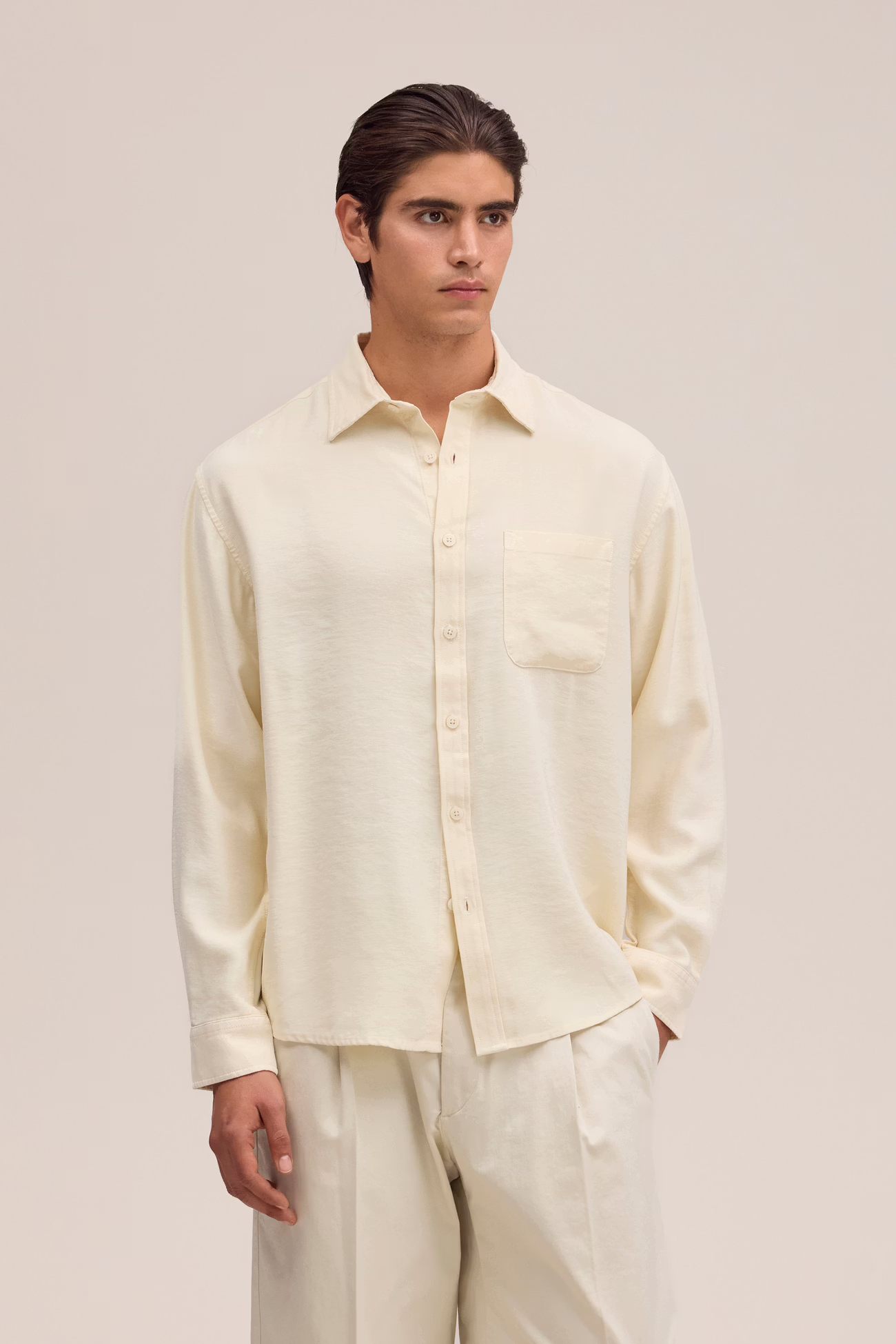 Deon Drapey viscose blend Shirt 5027 Ivory