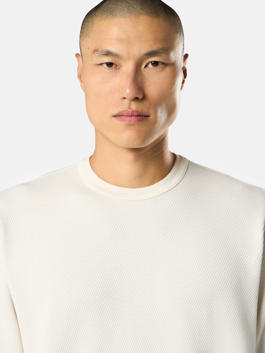 MESH STITCH COTTON SWEATSHIRT IVORY