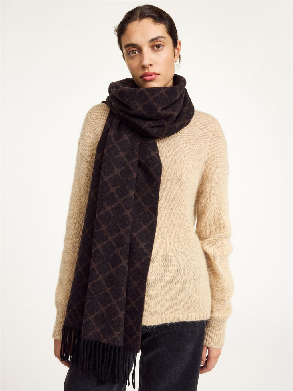 ORTEGA Cashmere Blend Scarf Dark Chokolate