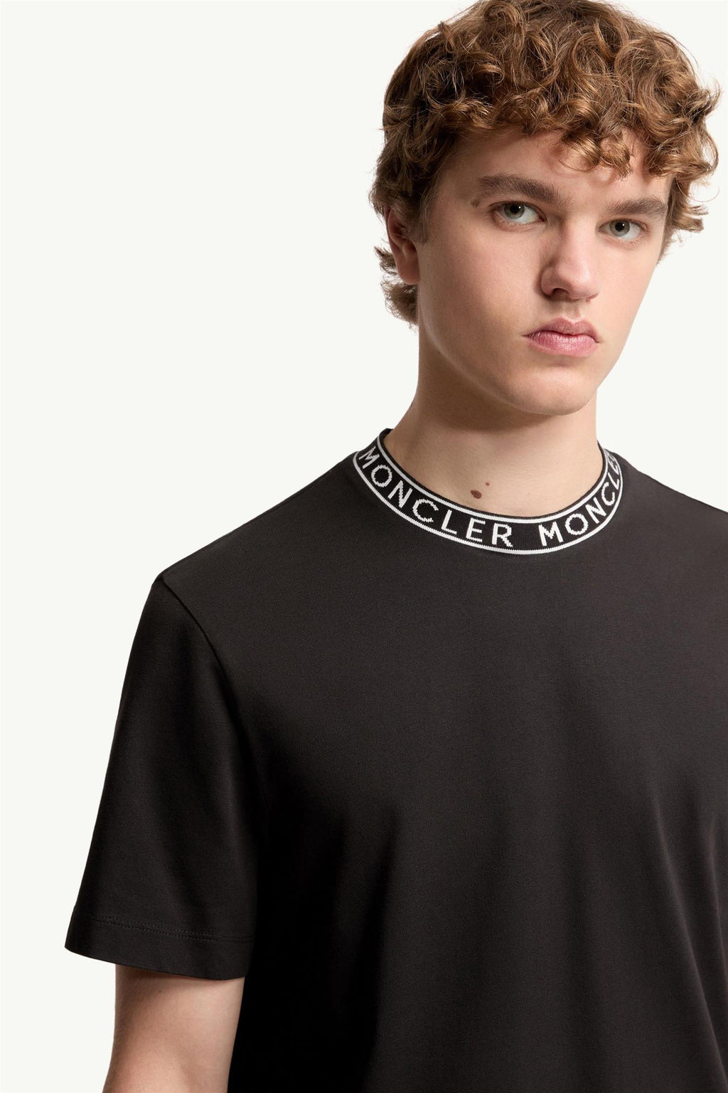 Intarsia logo neckrib T-SHIRT BLACK