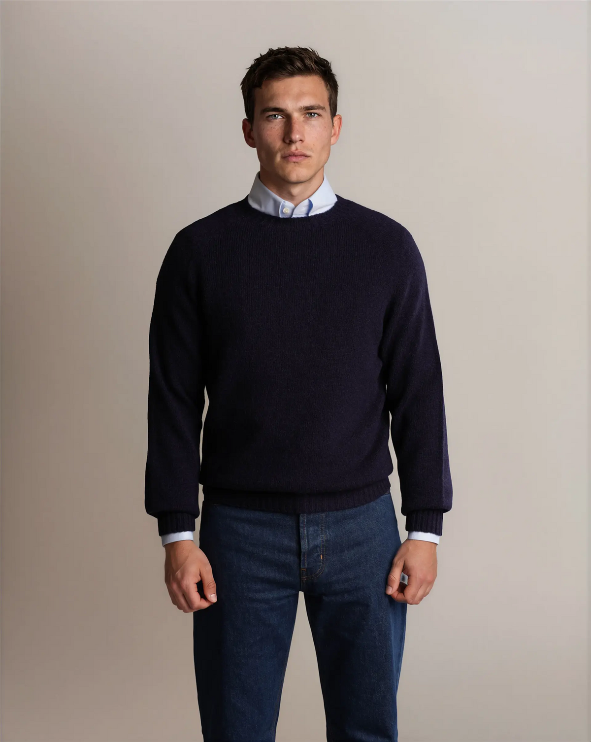 Shetland Wool Sweater Navy