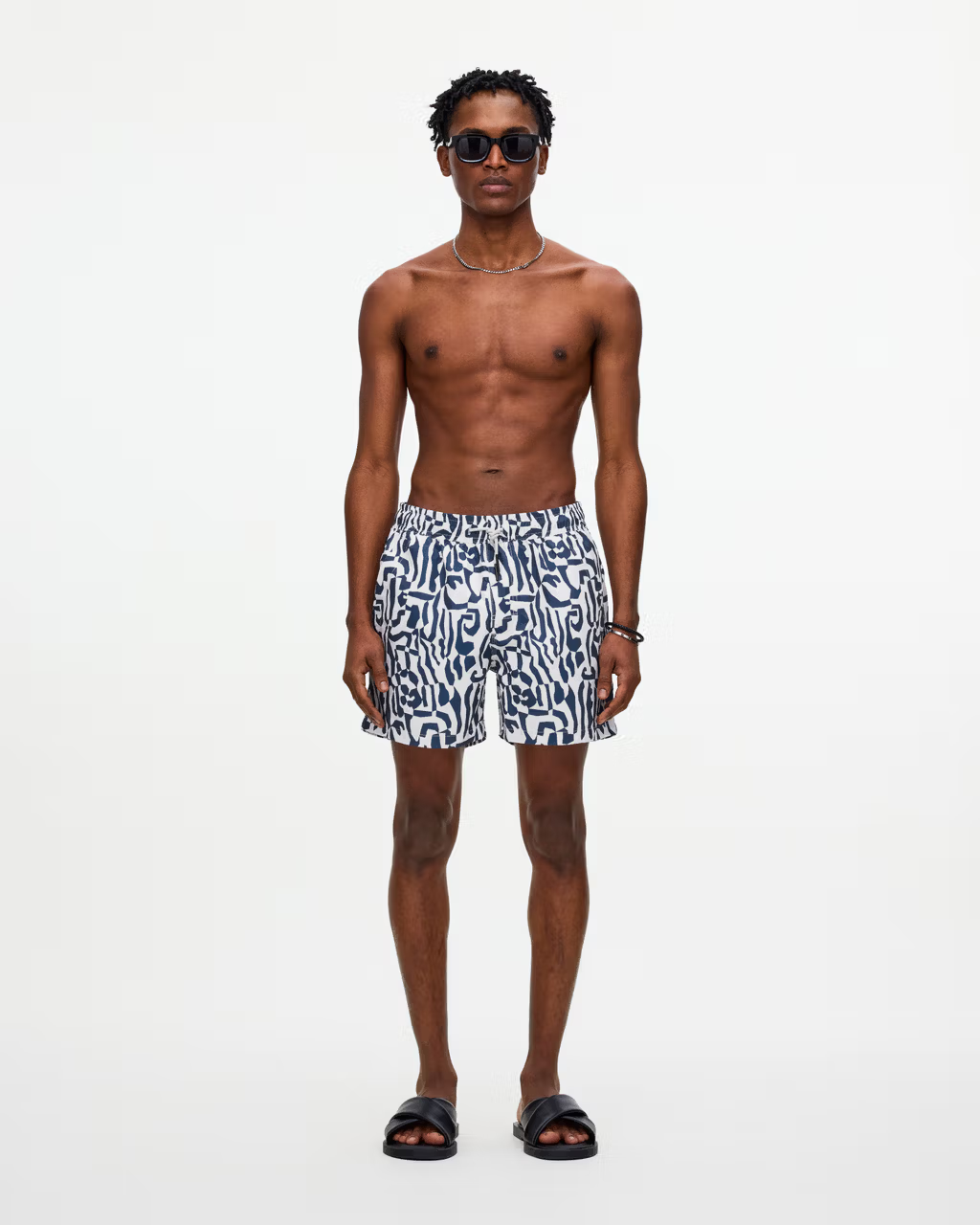 Marbling Pattern Swim Shorts Blue