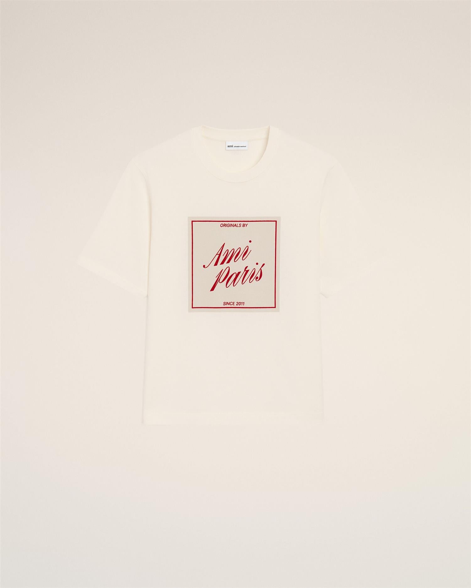 AMI PARIS HERITAGE PRINT T-SHIRT WHITE CREAM