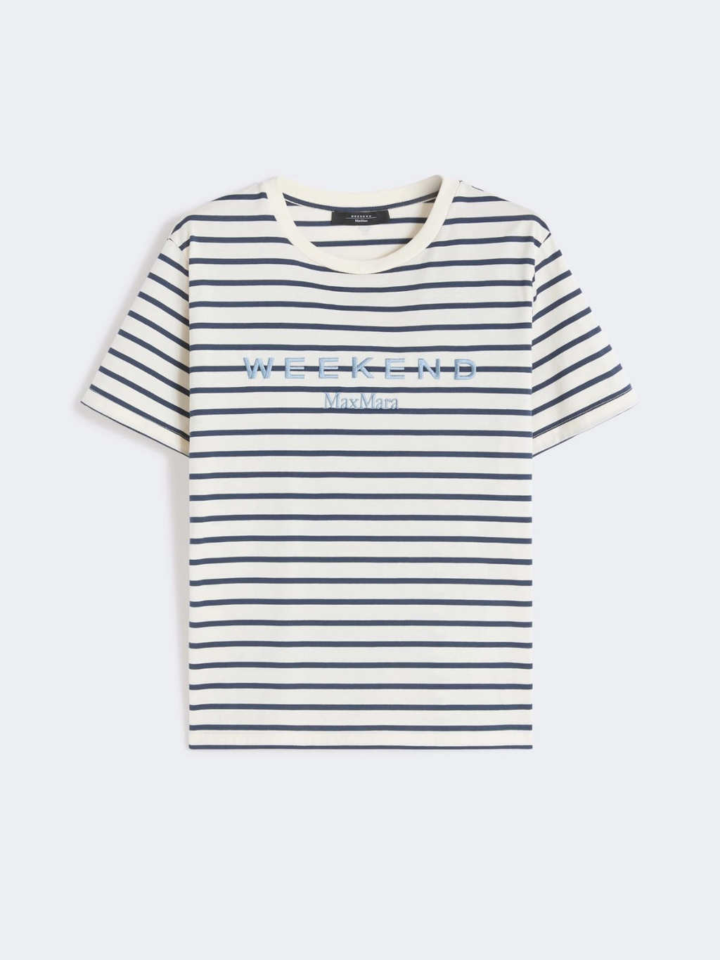 BORA Striped Embroidered Chest Logo T-shirt NAVY