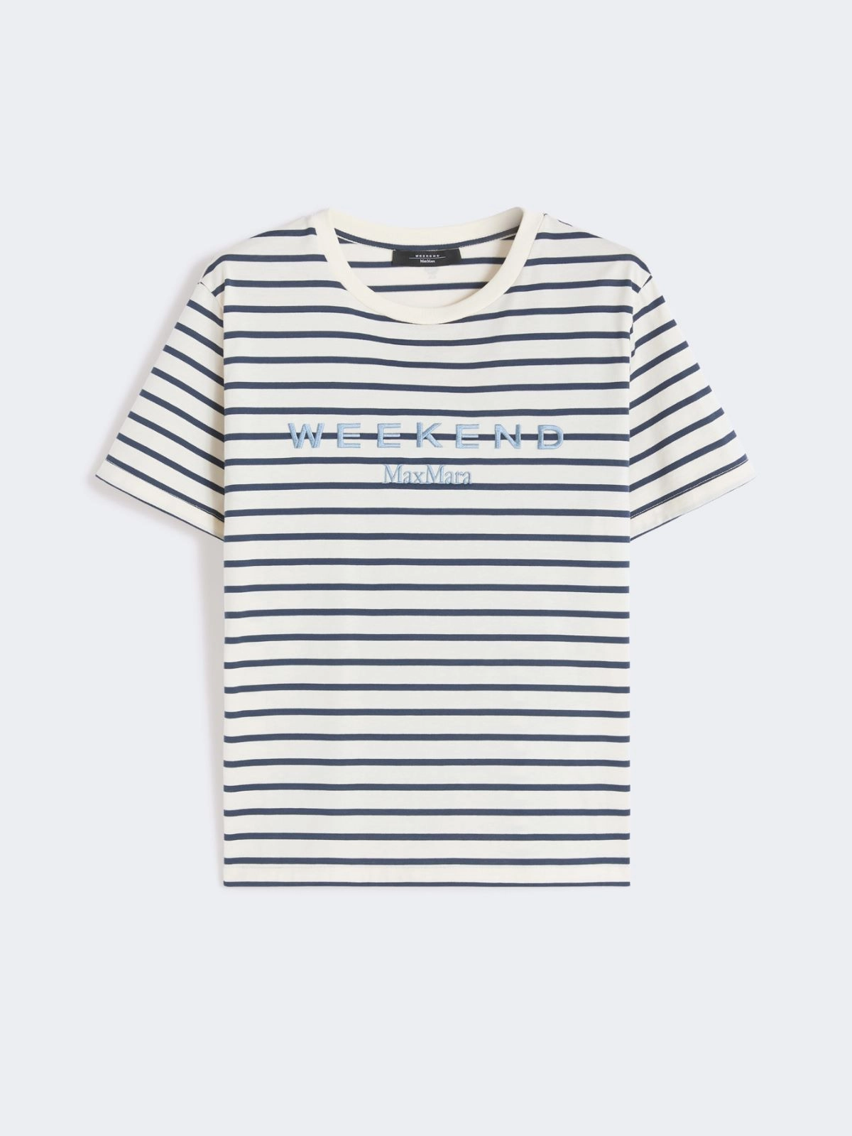 BORA Striped Embroidered Chest Logo T-shirt NAVY