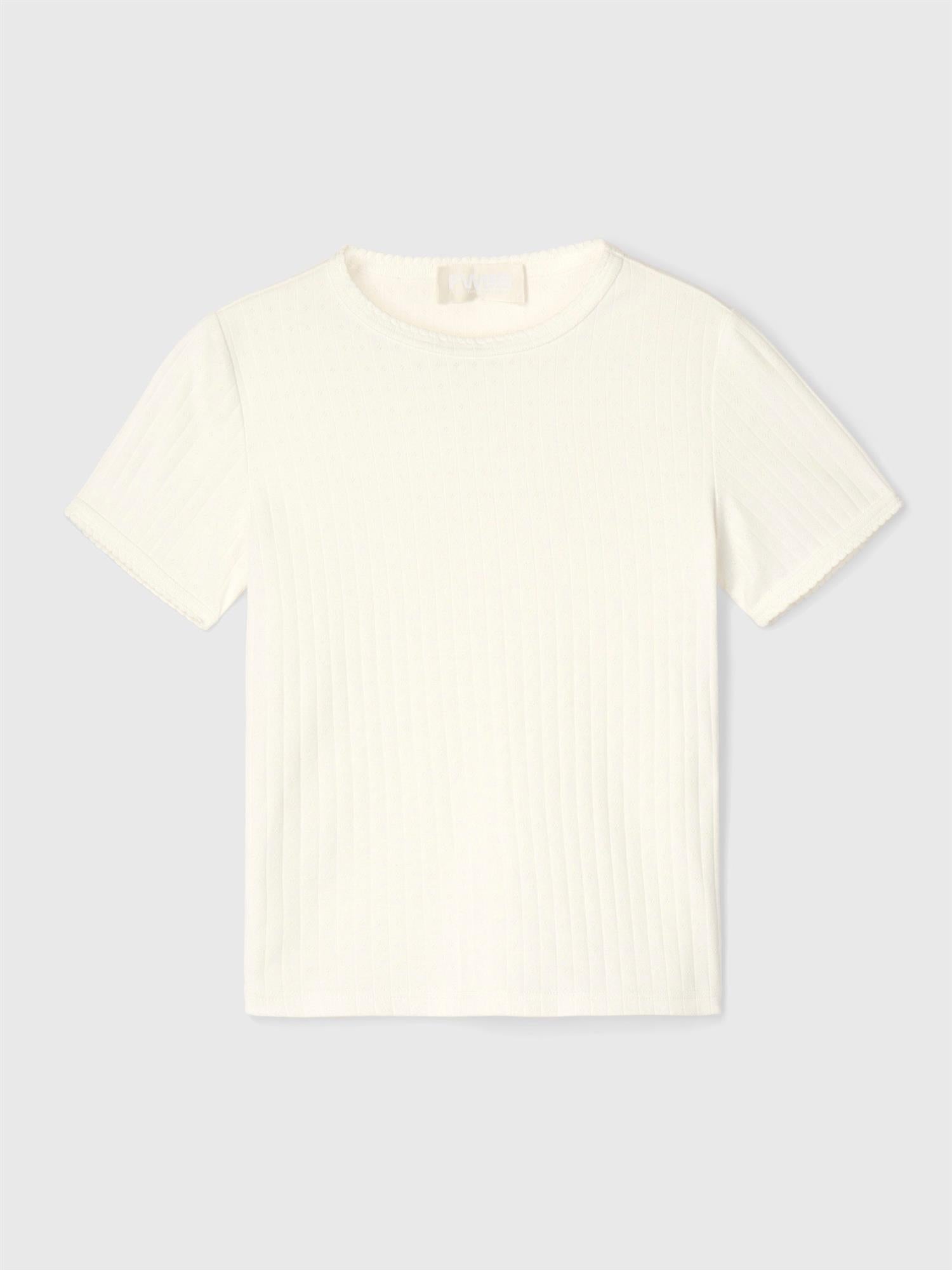 Pointelle Jersey Cap Sleeve T-shirt Bright White