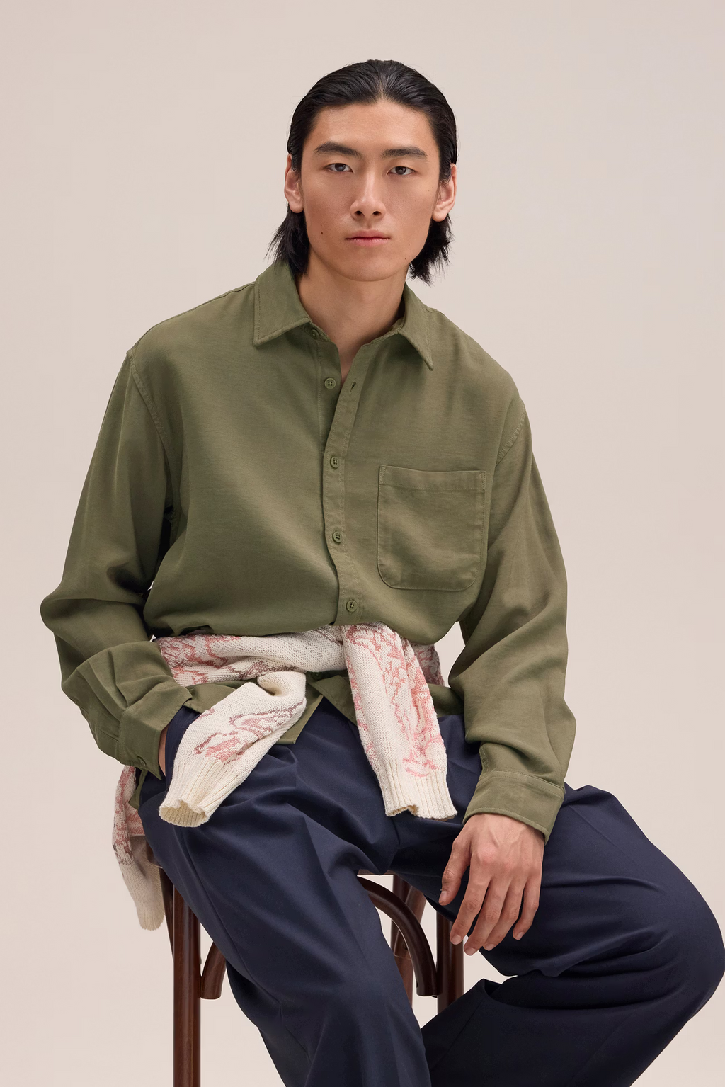Deon Drapey viscose blend Shirt 5027 Capers