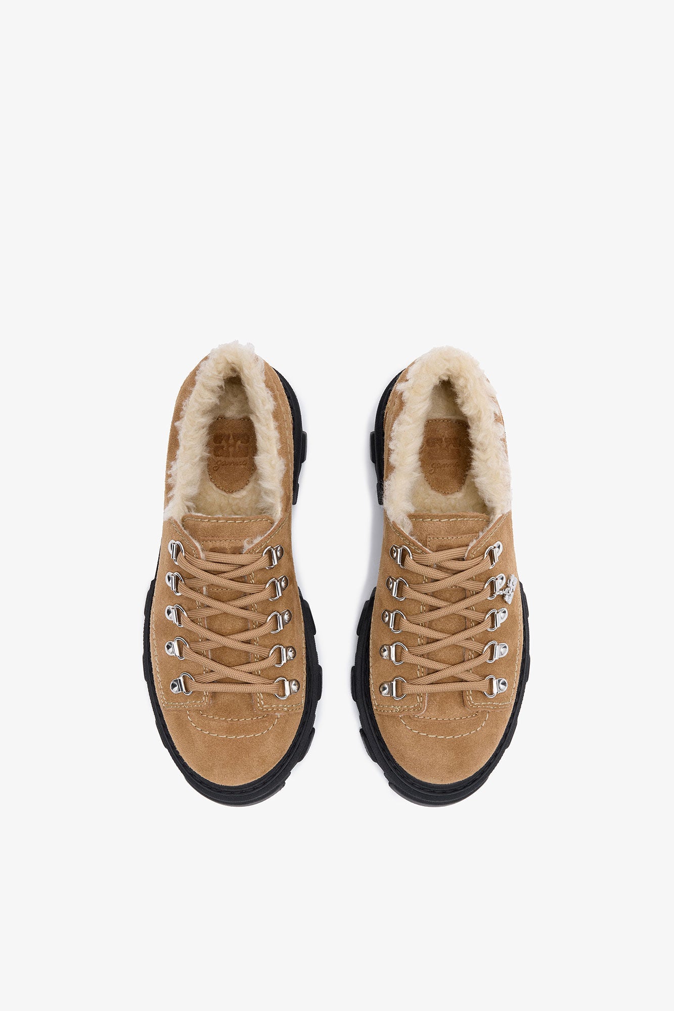 Cleated Suede Derbie Shoes Cognac