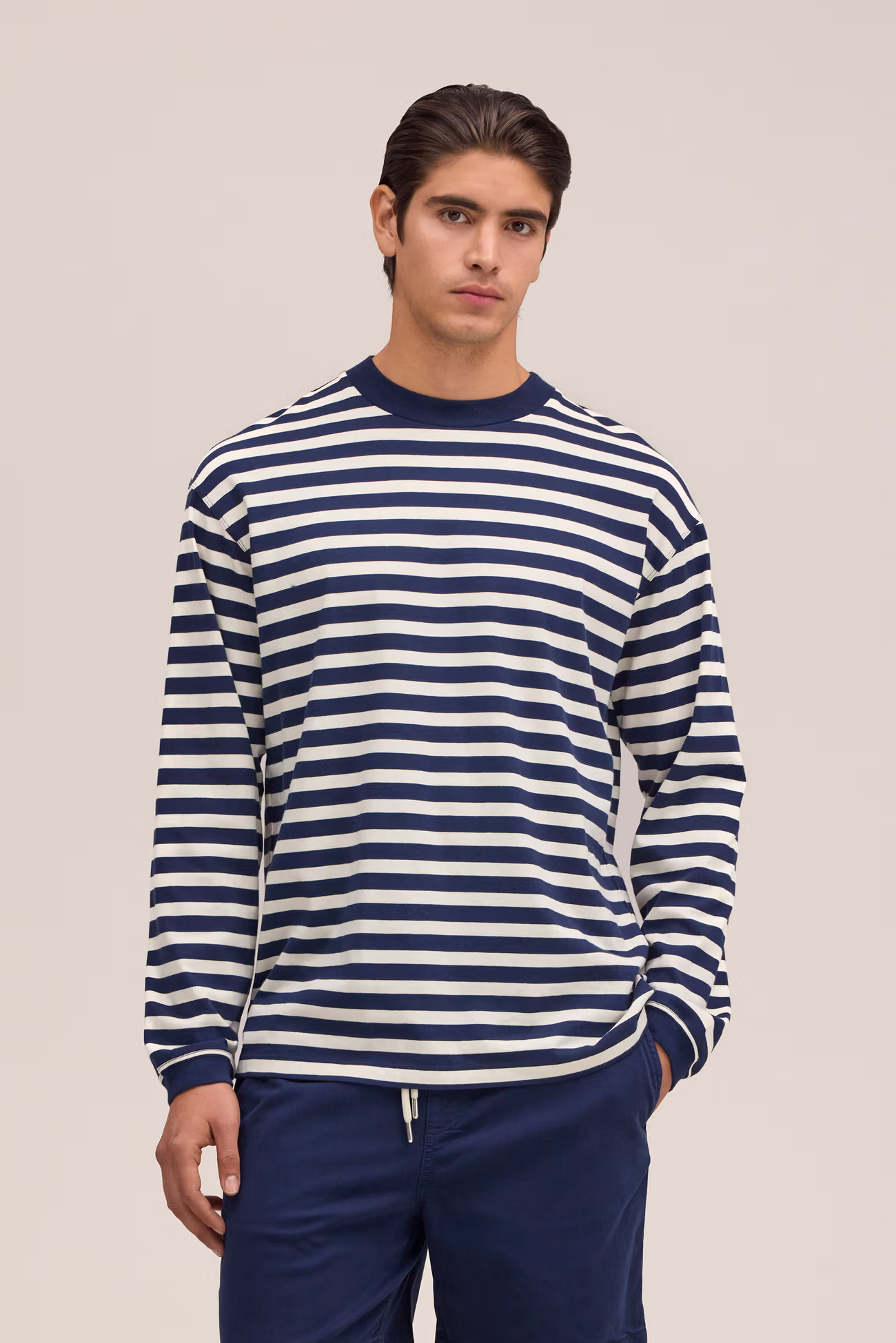 Lionel Long Staple Cotton Tee30040 Navy Stripe