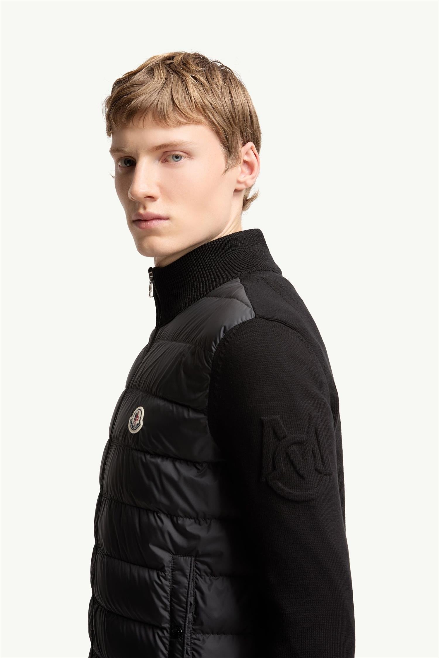 Padded CARDIGAN cotton knit BLACK