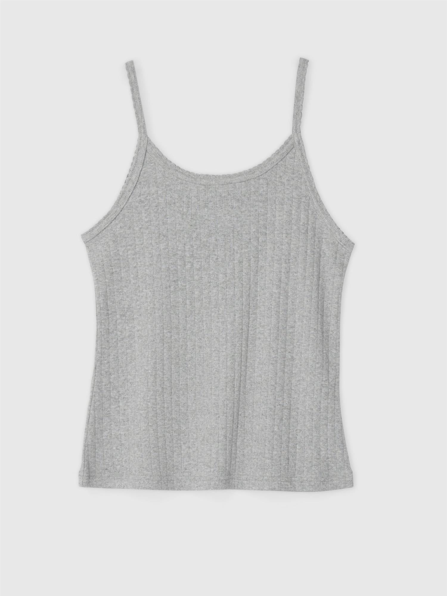 Pointelle Jersey Singlet Gray Melange