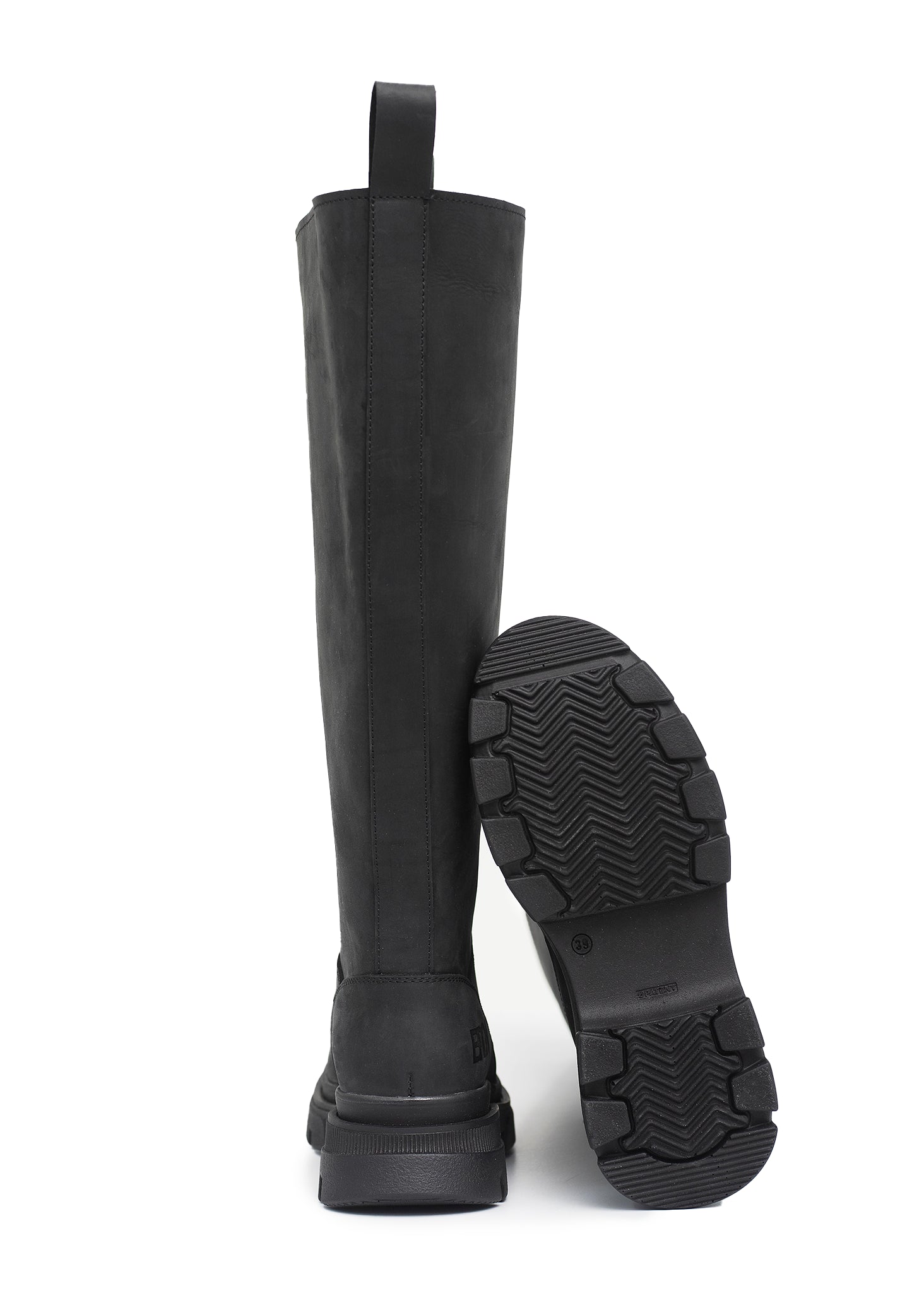 High Leather Boots NEW BLACK
