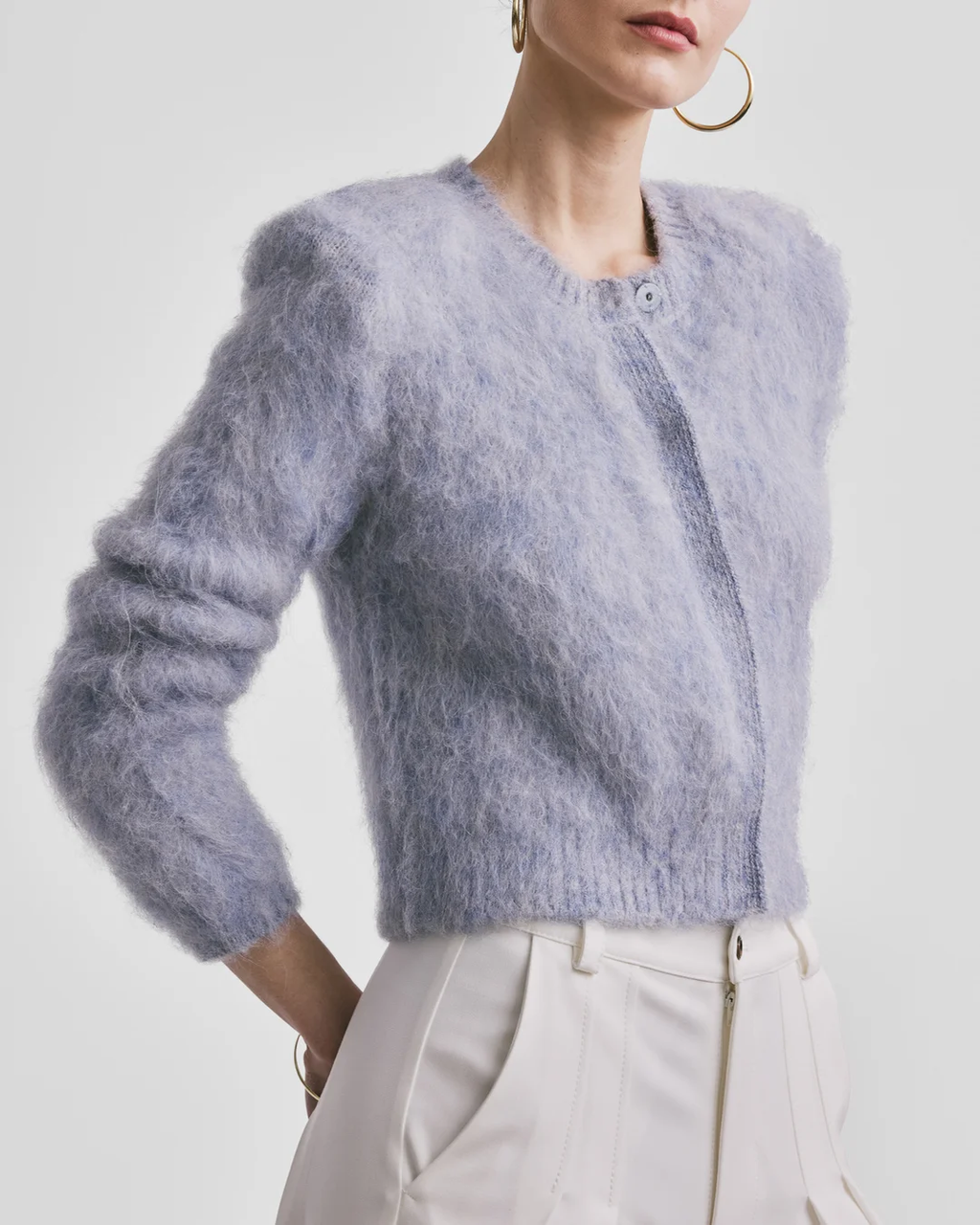 Hairy Knit Jacket Sky Blue