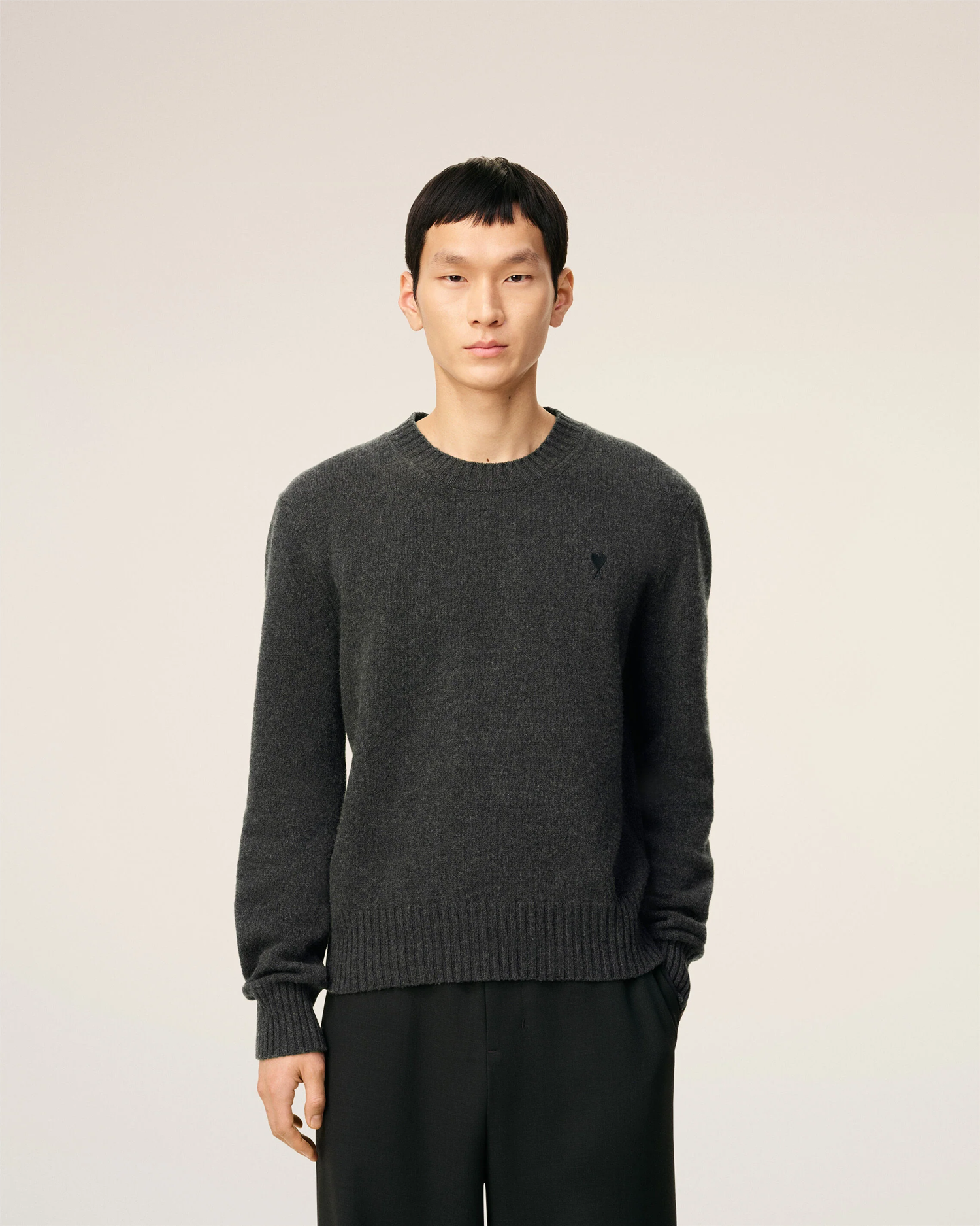 KNITTED ADC CASHMERE SWEATER ANTHRACITE