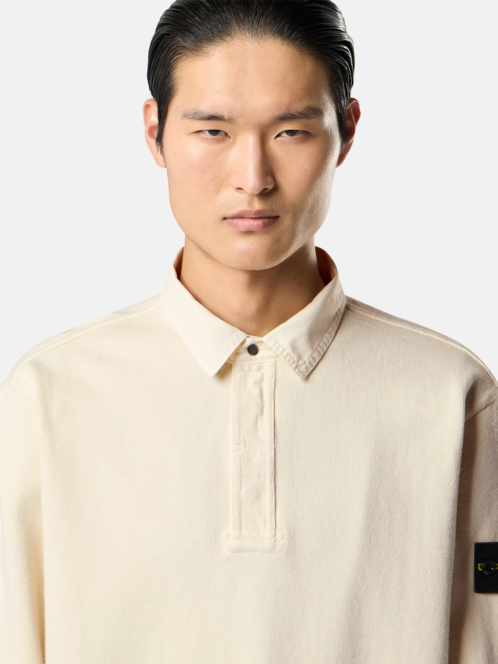 HEAVY COTTON JERSEY POLO SWEATSHIRT IVORY