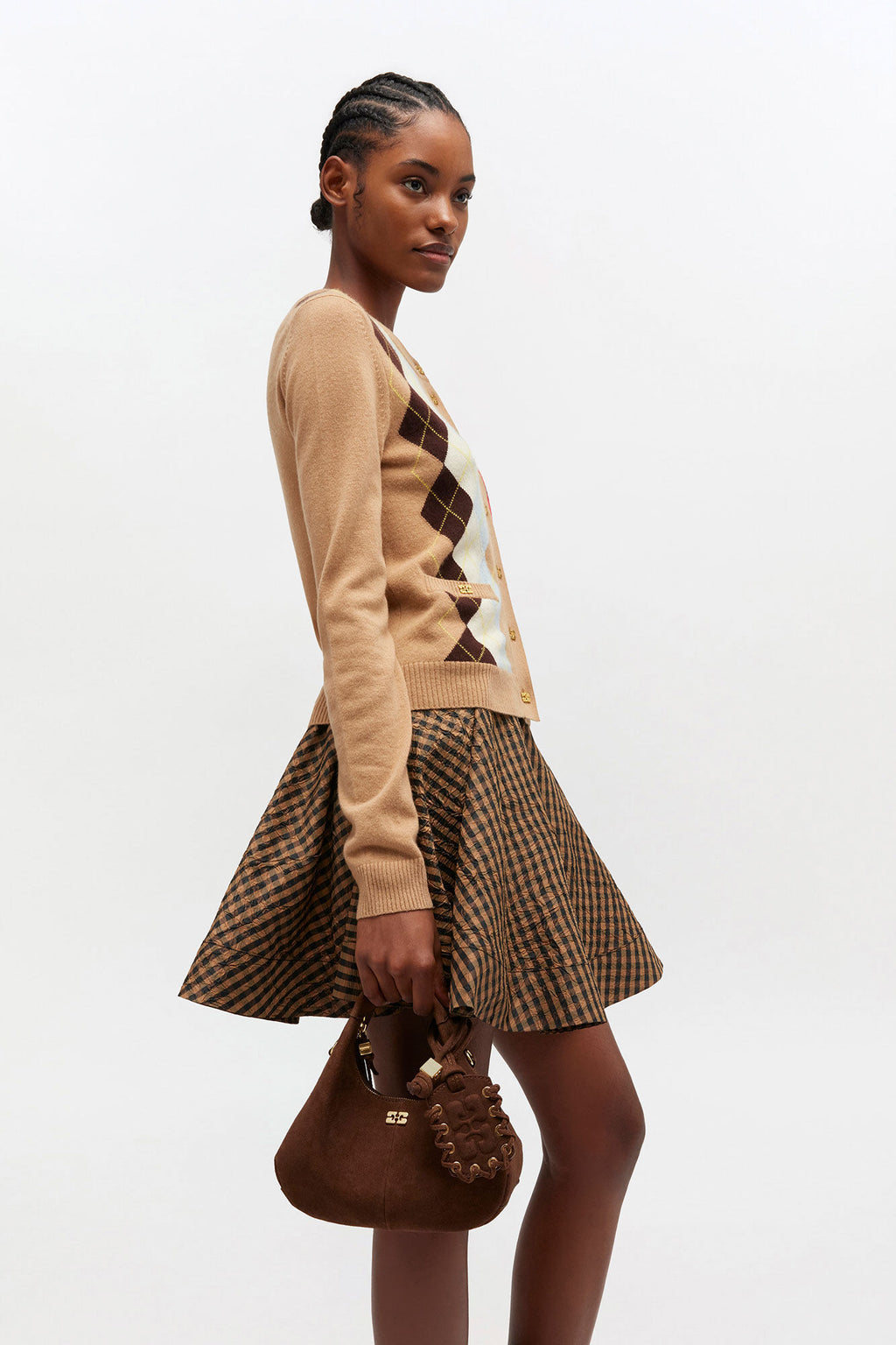 Hobo Mini Suede Leather Bag Chicory Coffee