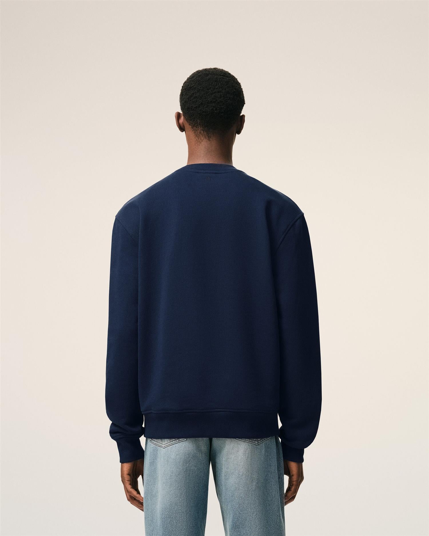 LOOPBACK COTTON AMI DE COEUR SWEATSHIRT NIGHT BLUE