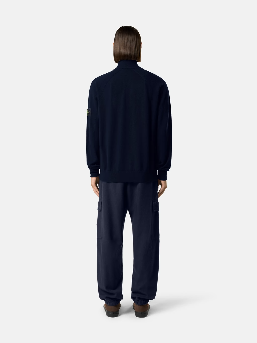 KNITTED HALF-ZIP WOOL BLEND SWEATER NAVY BLUE