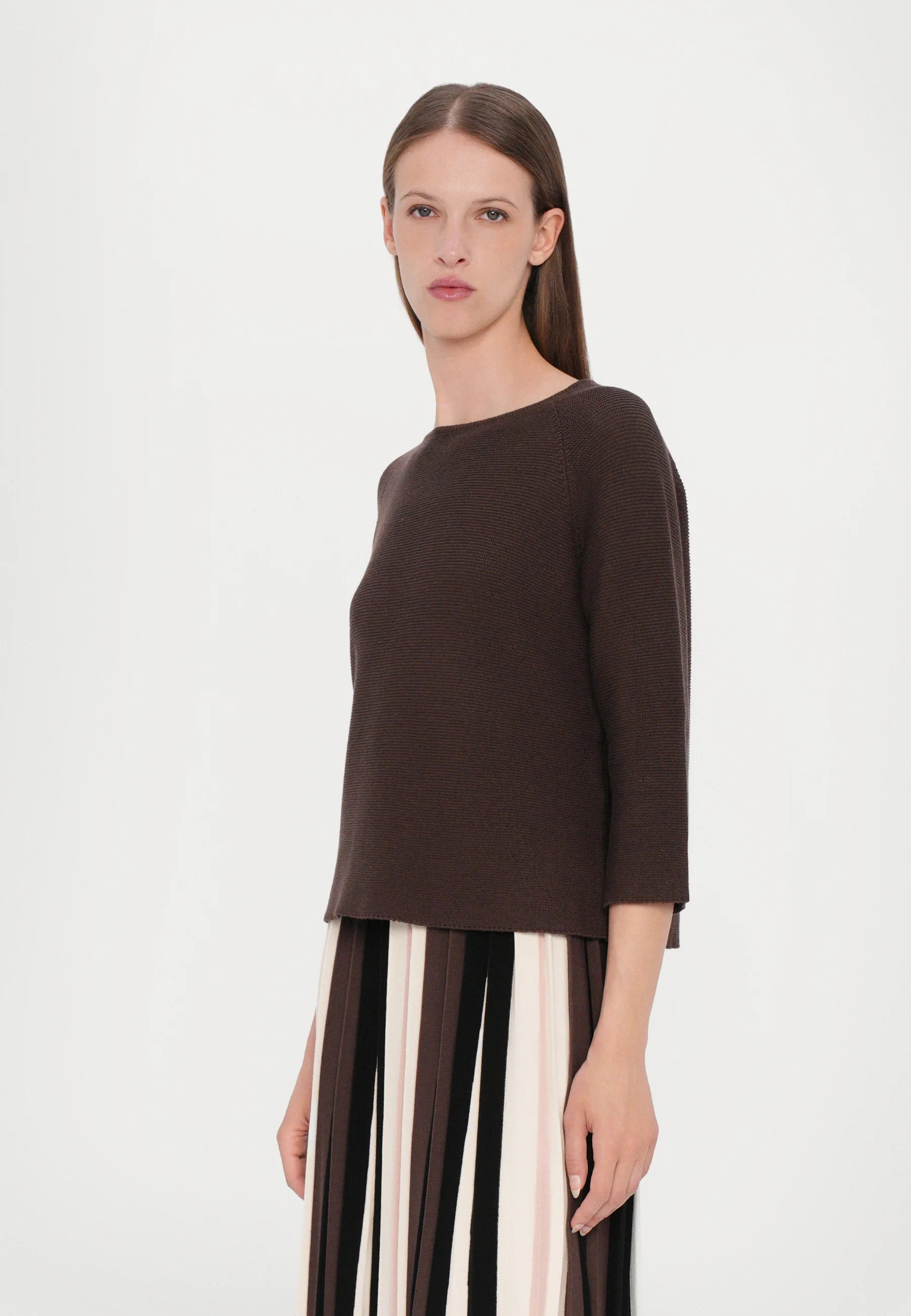Addotto knitted cotton sweater Dark Brown