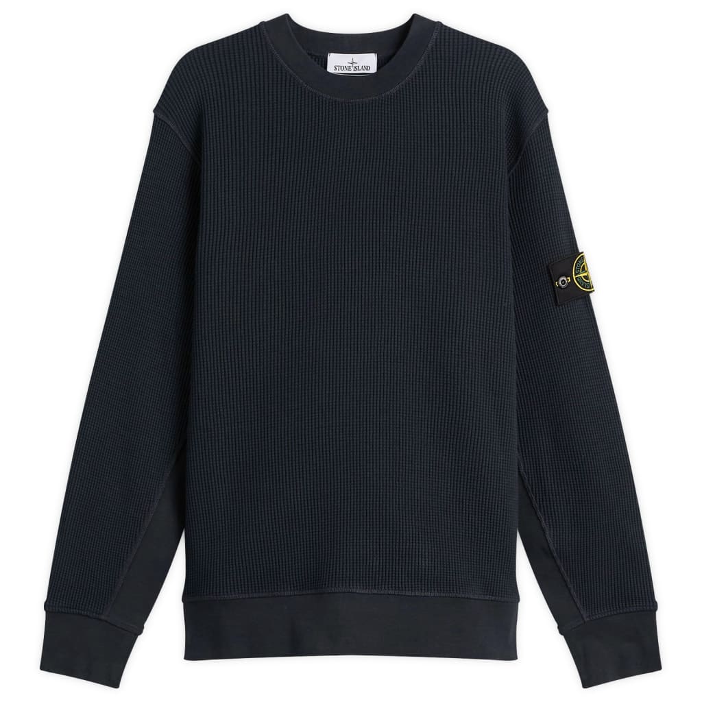 ORGANIC COTTON WAFFLE SWEATSHIRT NAVY BLUE