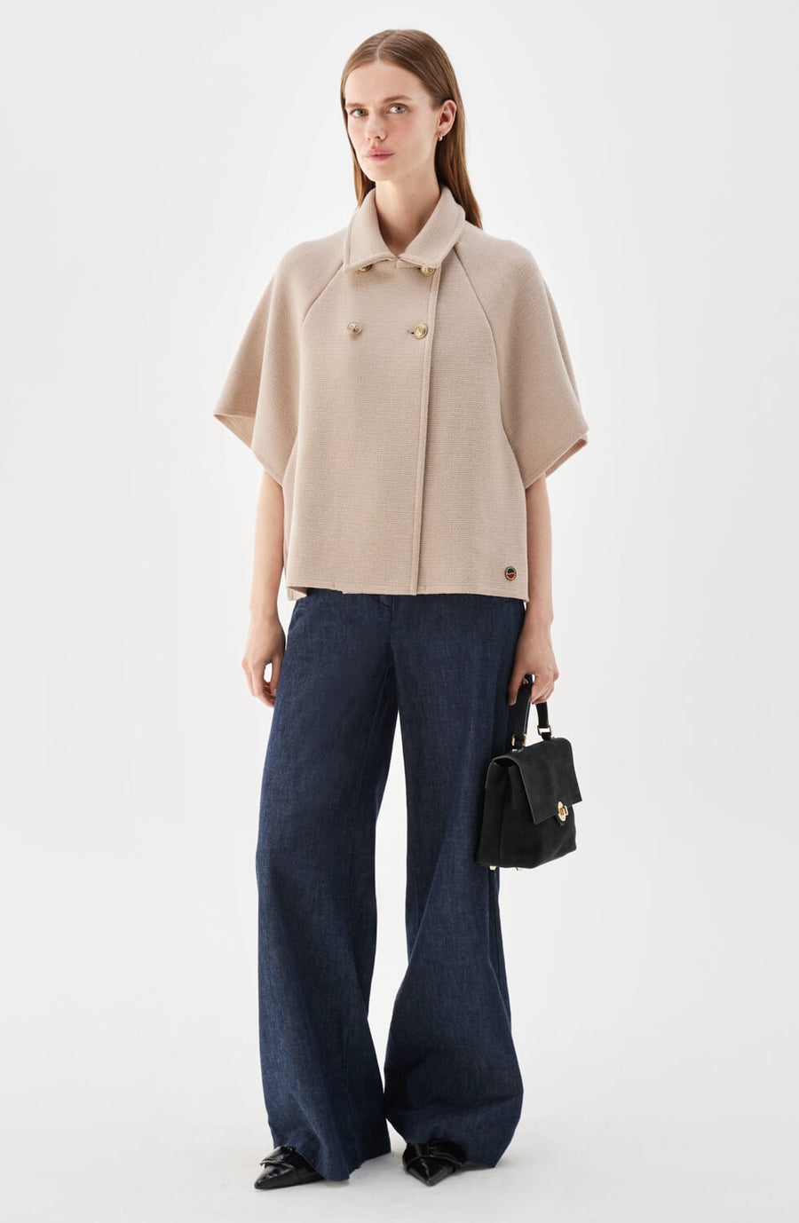 GERTRUDE SHORT WOOL CAPE FUDGE