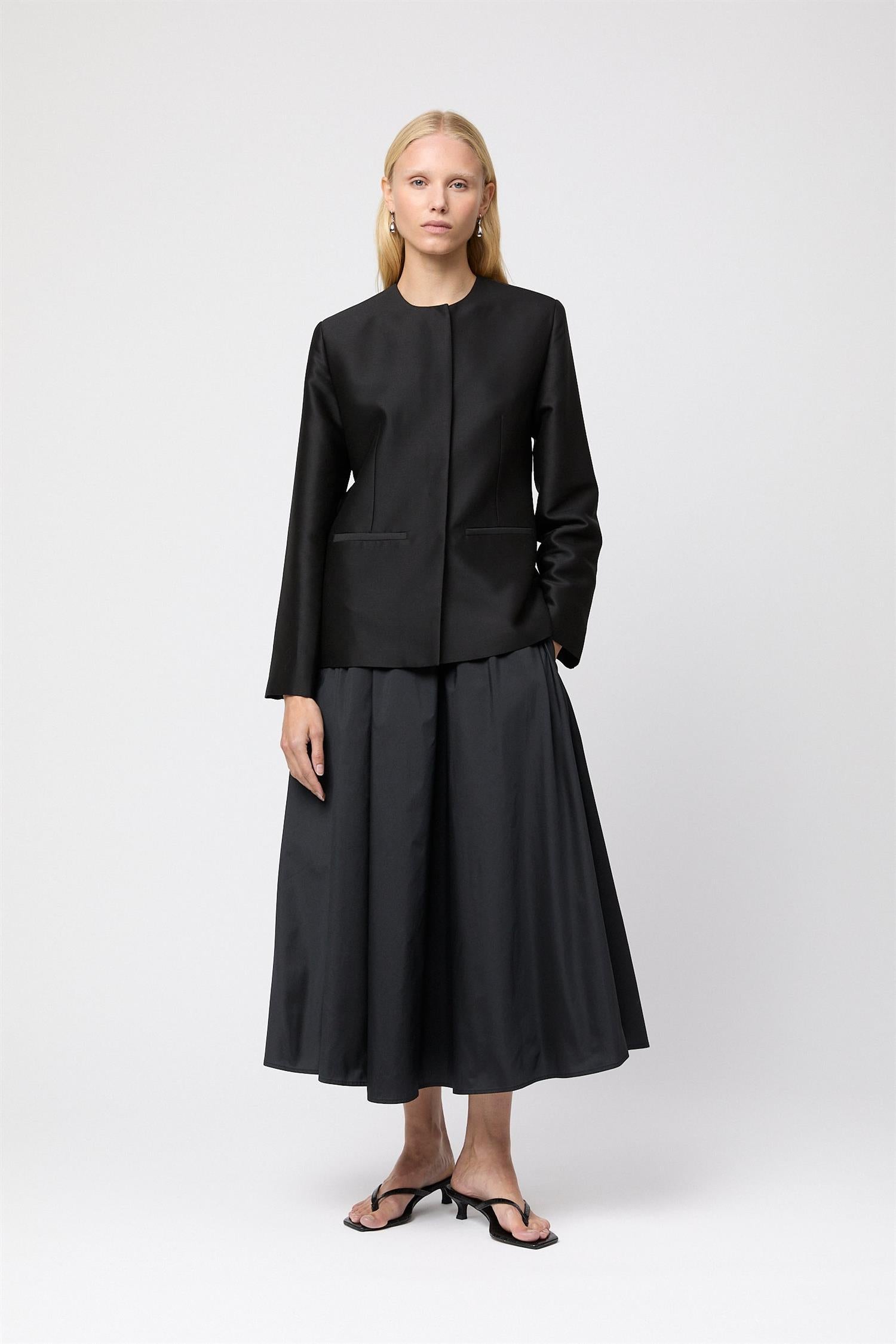 Vivienne Taffeta Midi Skirt Black