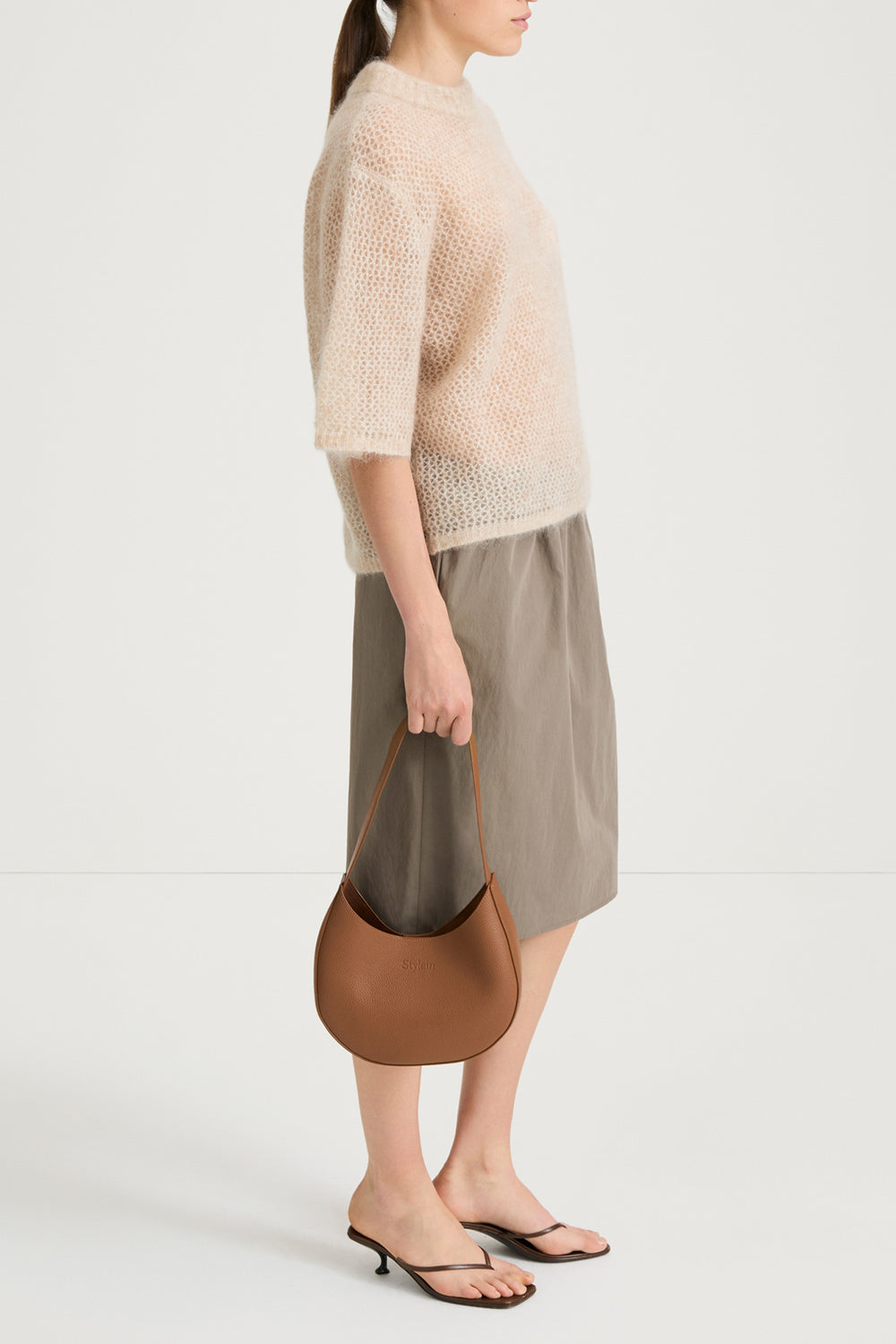 NIA MOHAIR BLEND SHORT SLEEVE SWEATER OYSTER