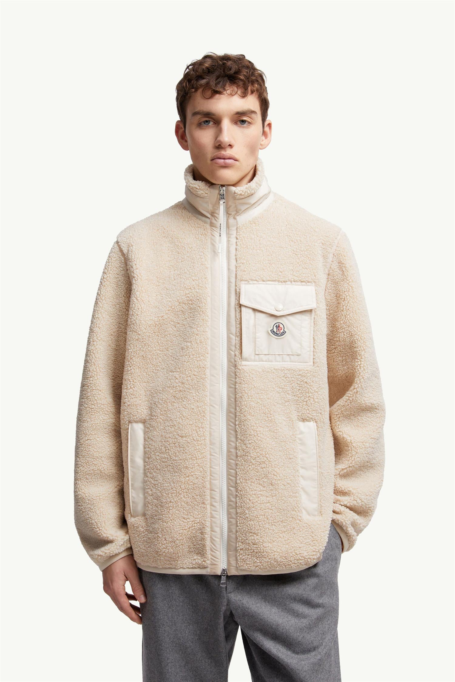 Teddy Fleece Zip-Up Jacket Light Beige
