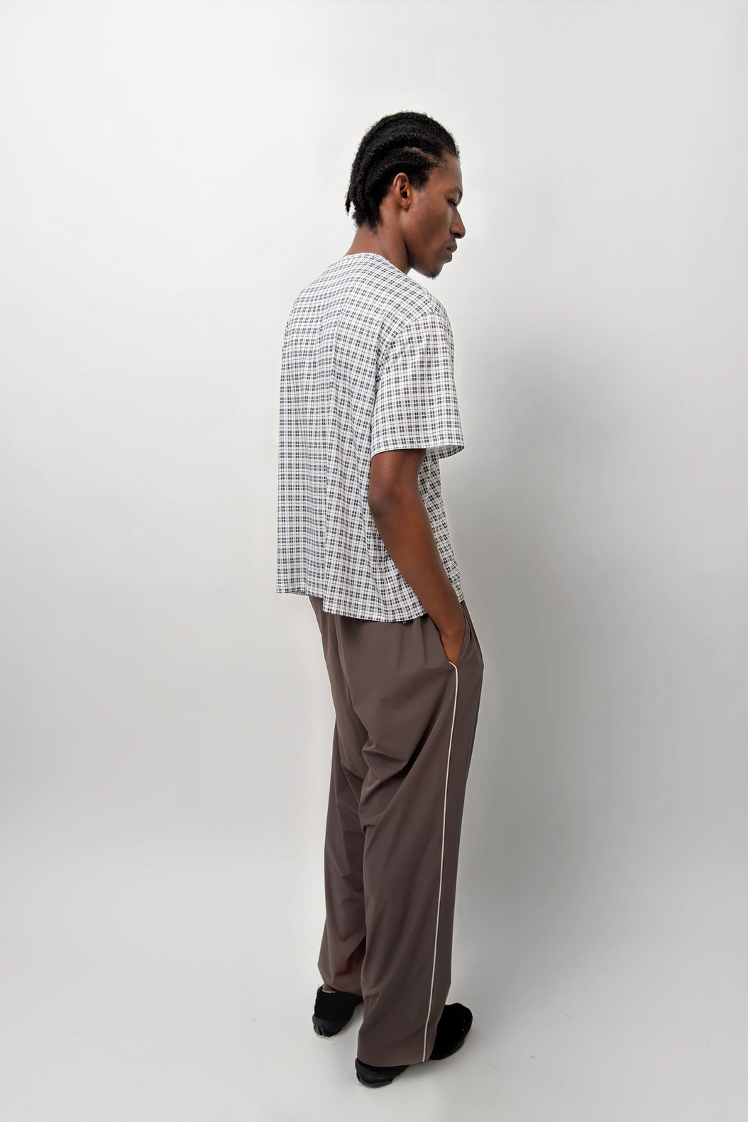 Side Striped Wide Pants Brown