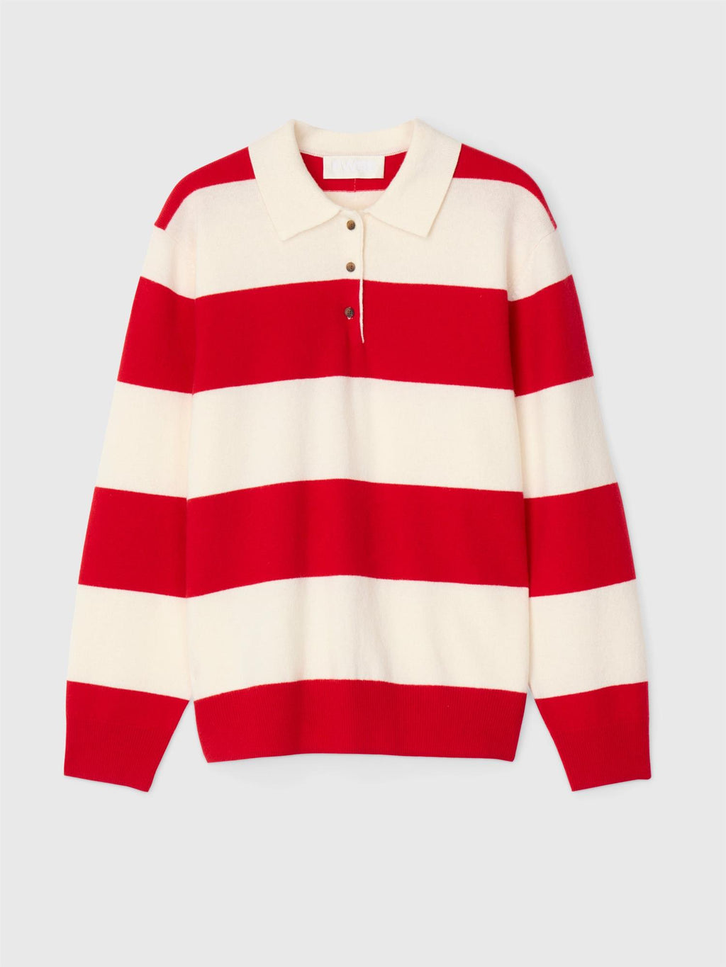 Estate Merino Wool Polo Sweater Red Macadamia Stripe