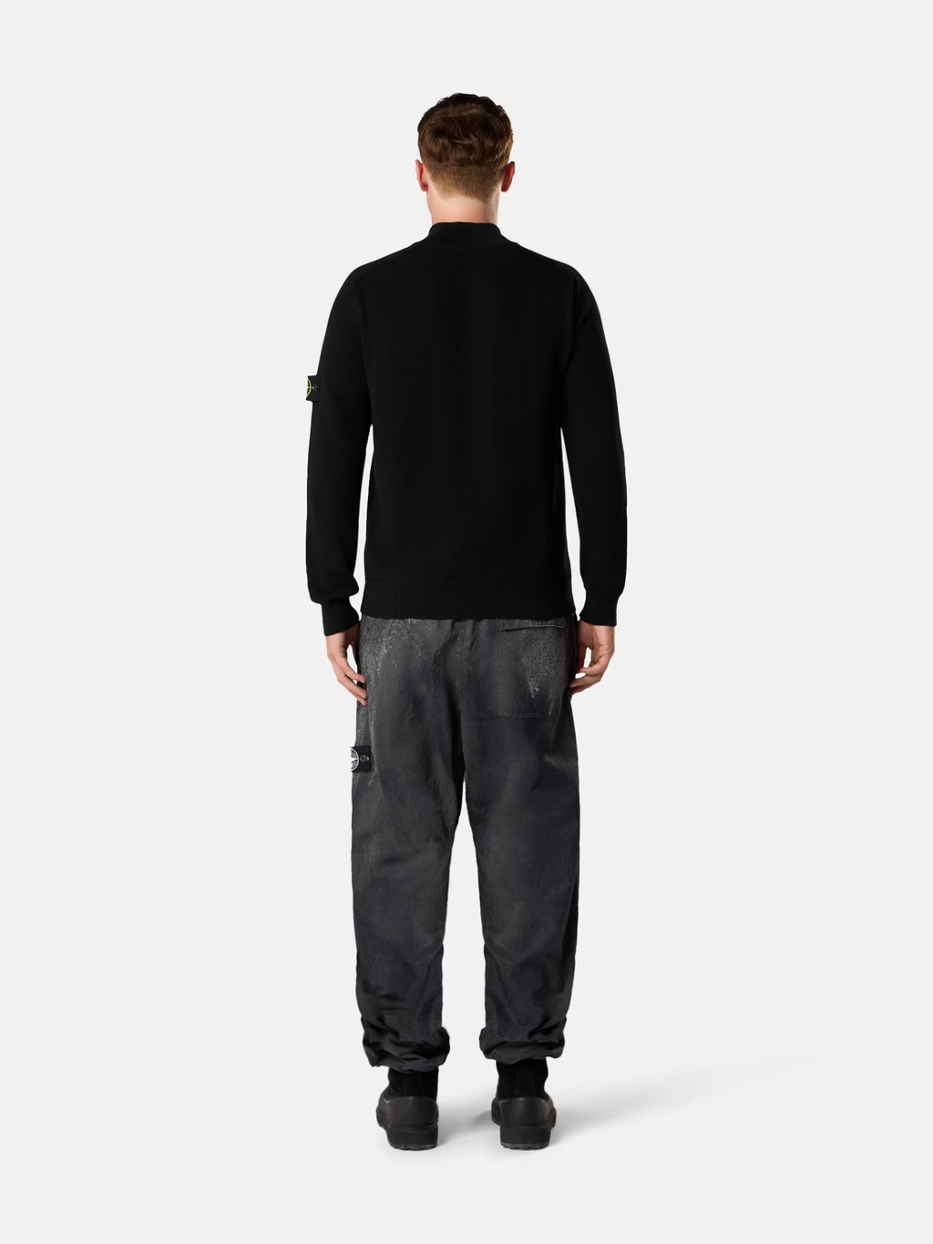 RIBBED ORGANIC COTTON Half-zip Sweater Black