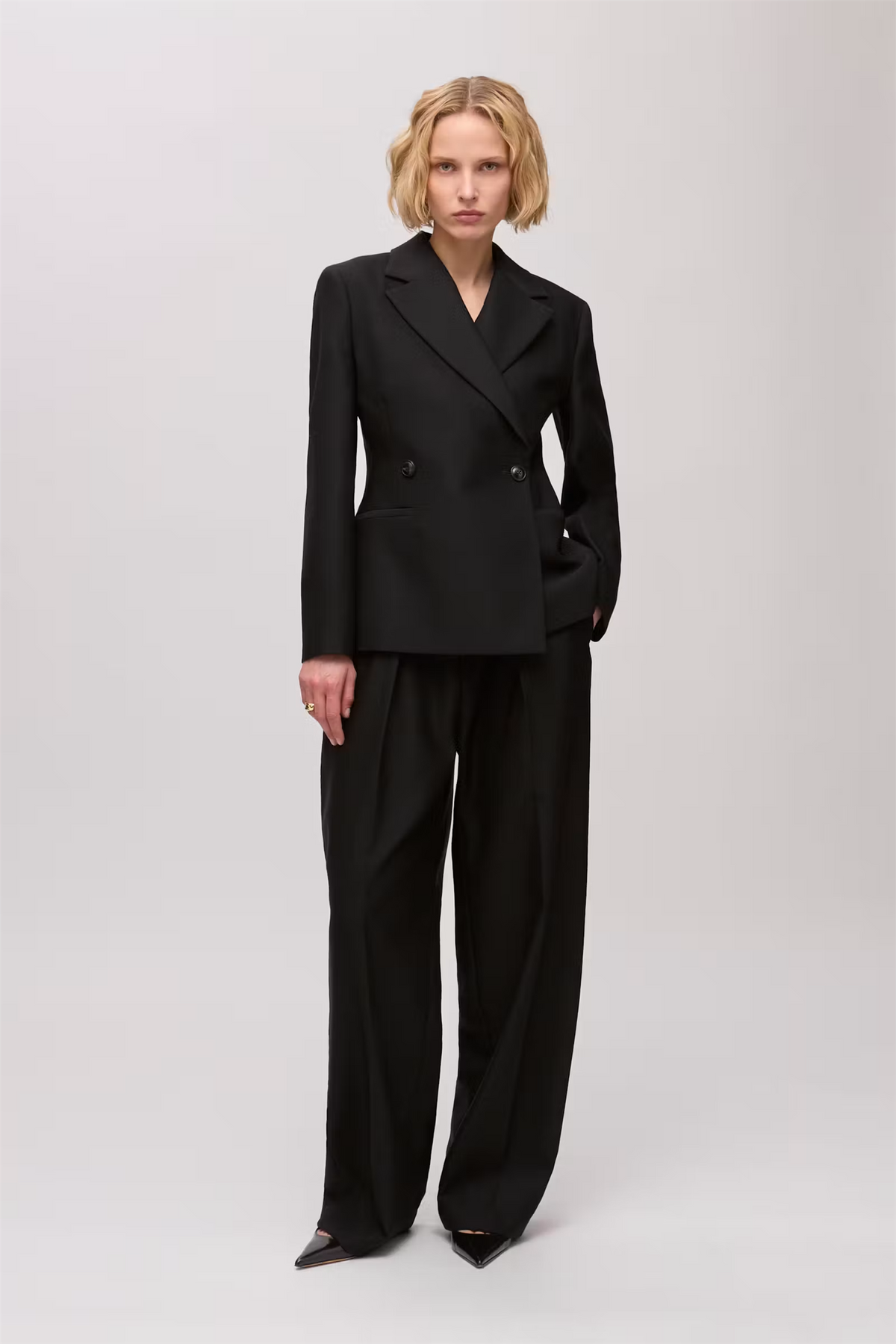 Jolene Double Breasted Wool Blazer Black