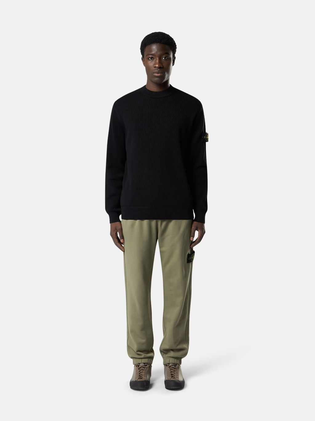RIBBED KNITTED ORGANIC COTTON SWEATER BLACK