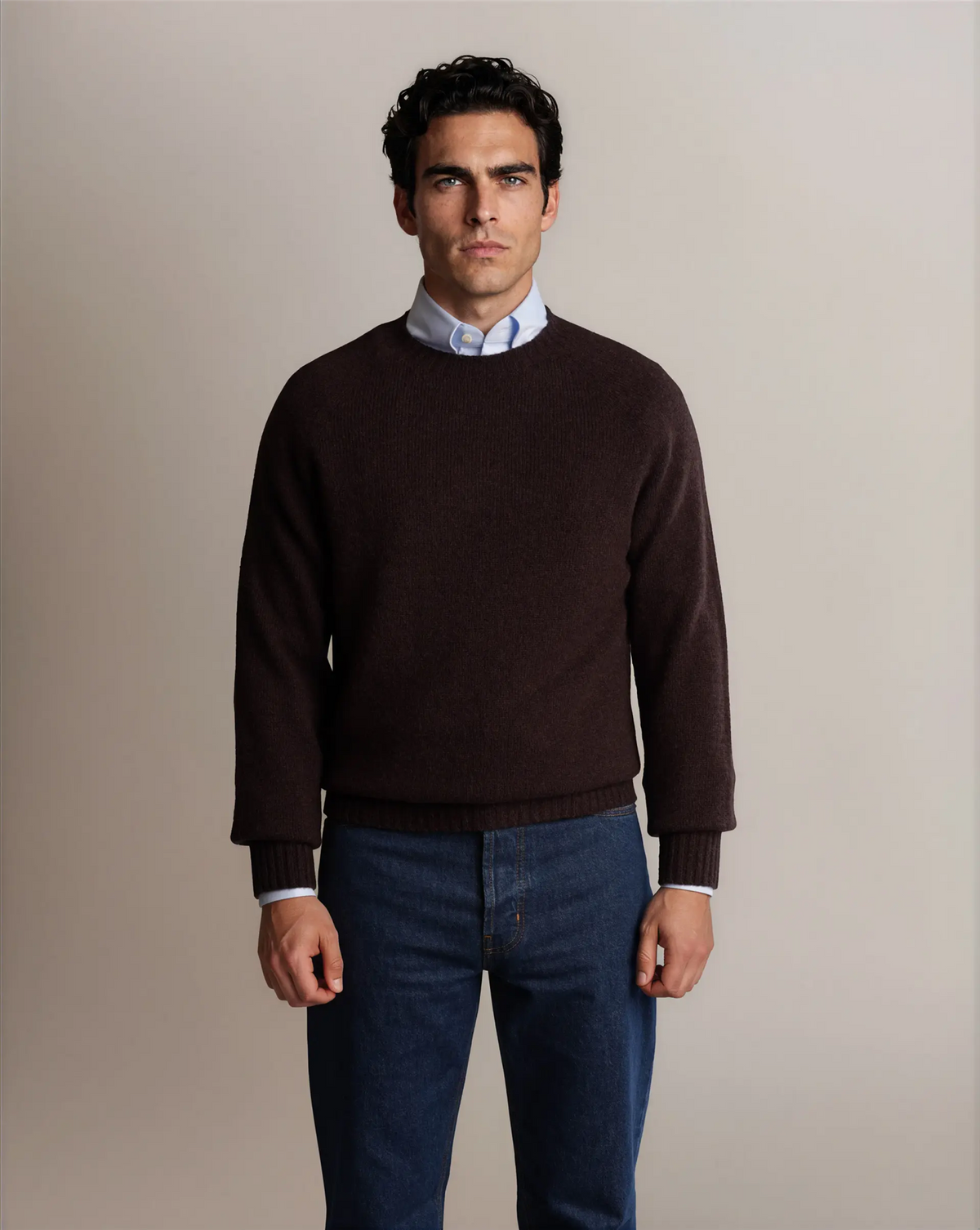 Shetland Wool Sweater Brown