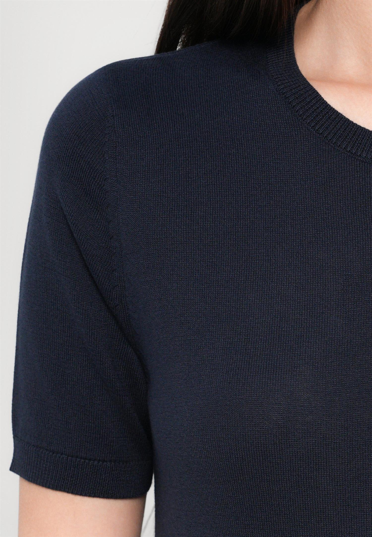 Agro cotton/silk knitted t-shirt Navy