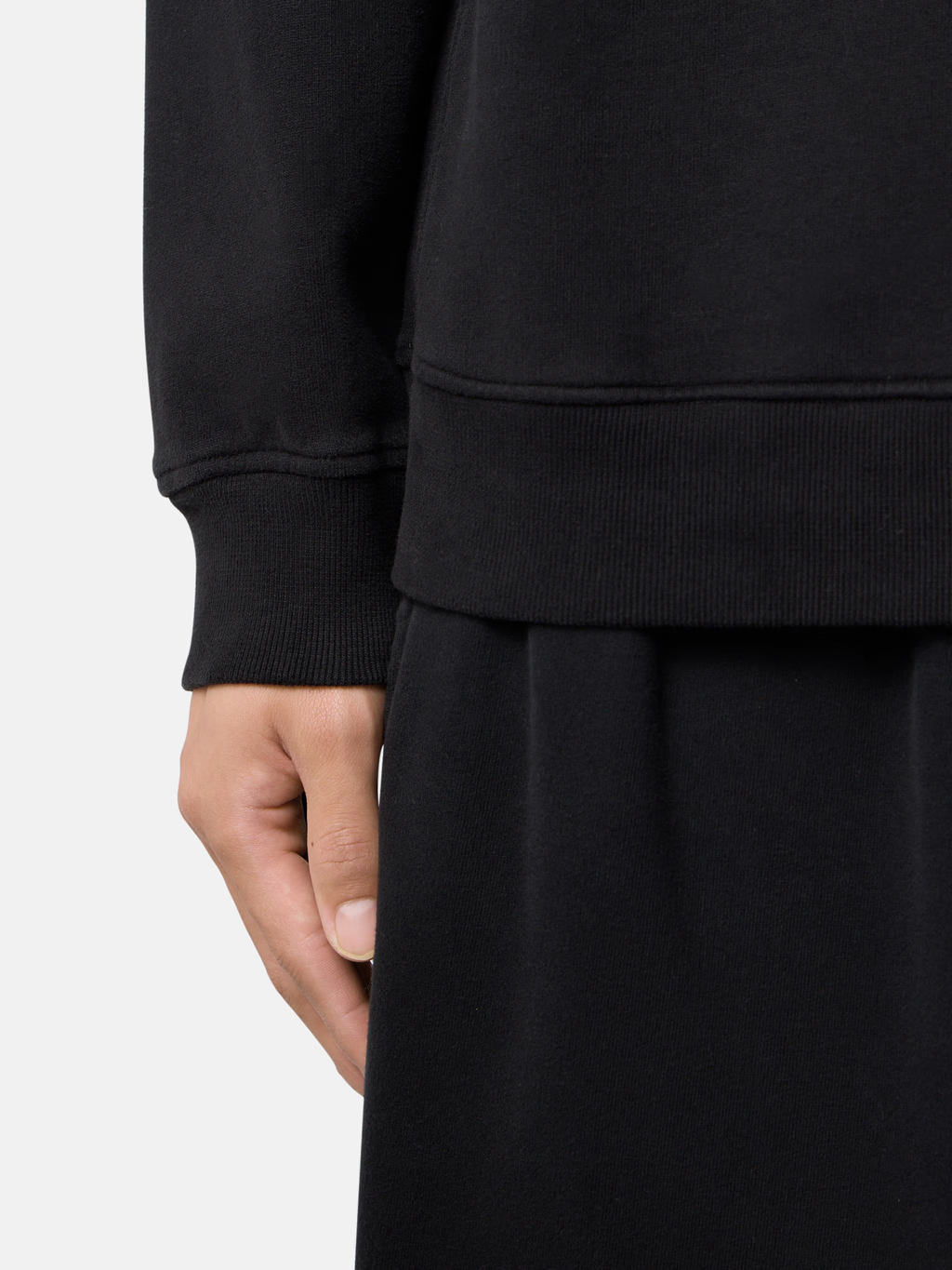 HALF ZIP BRUSHED ORGANIC COTTON SWEATSHIRT BLACK