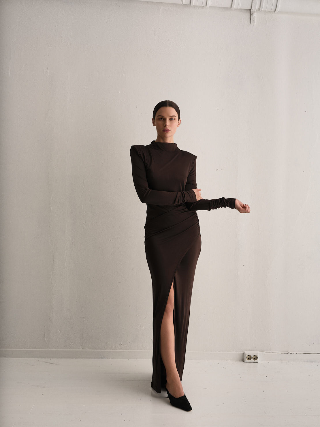 San Dona Viscose Dress Brown