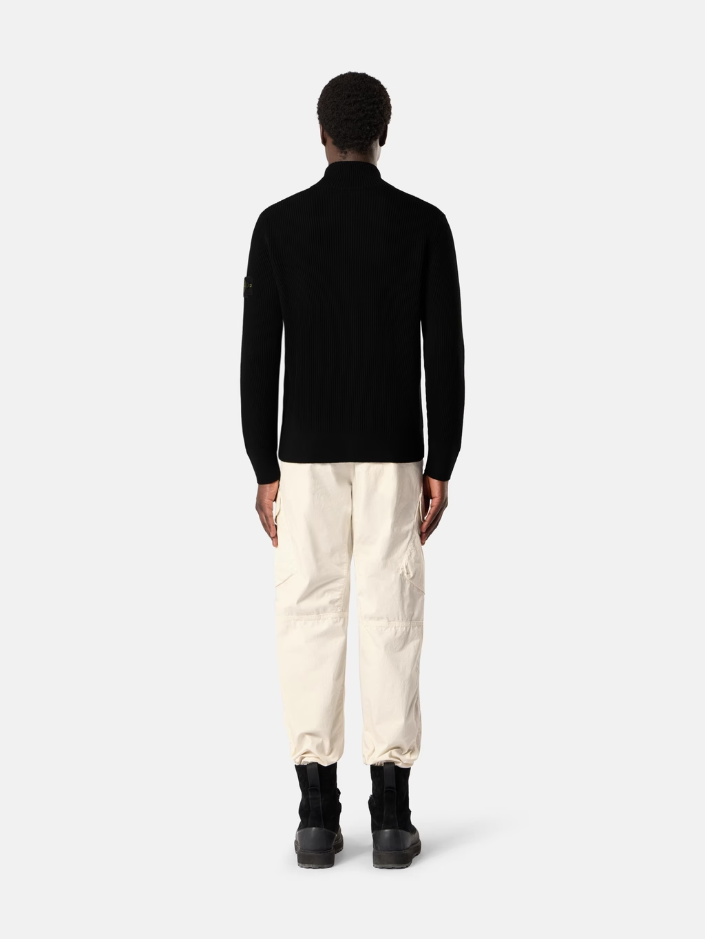 Ribbed 12gg Full-Zip Wool Sweater BLACK