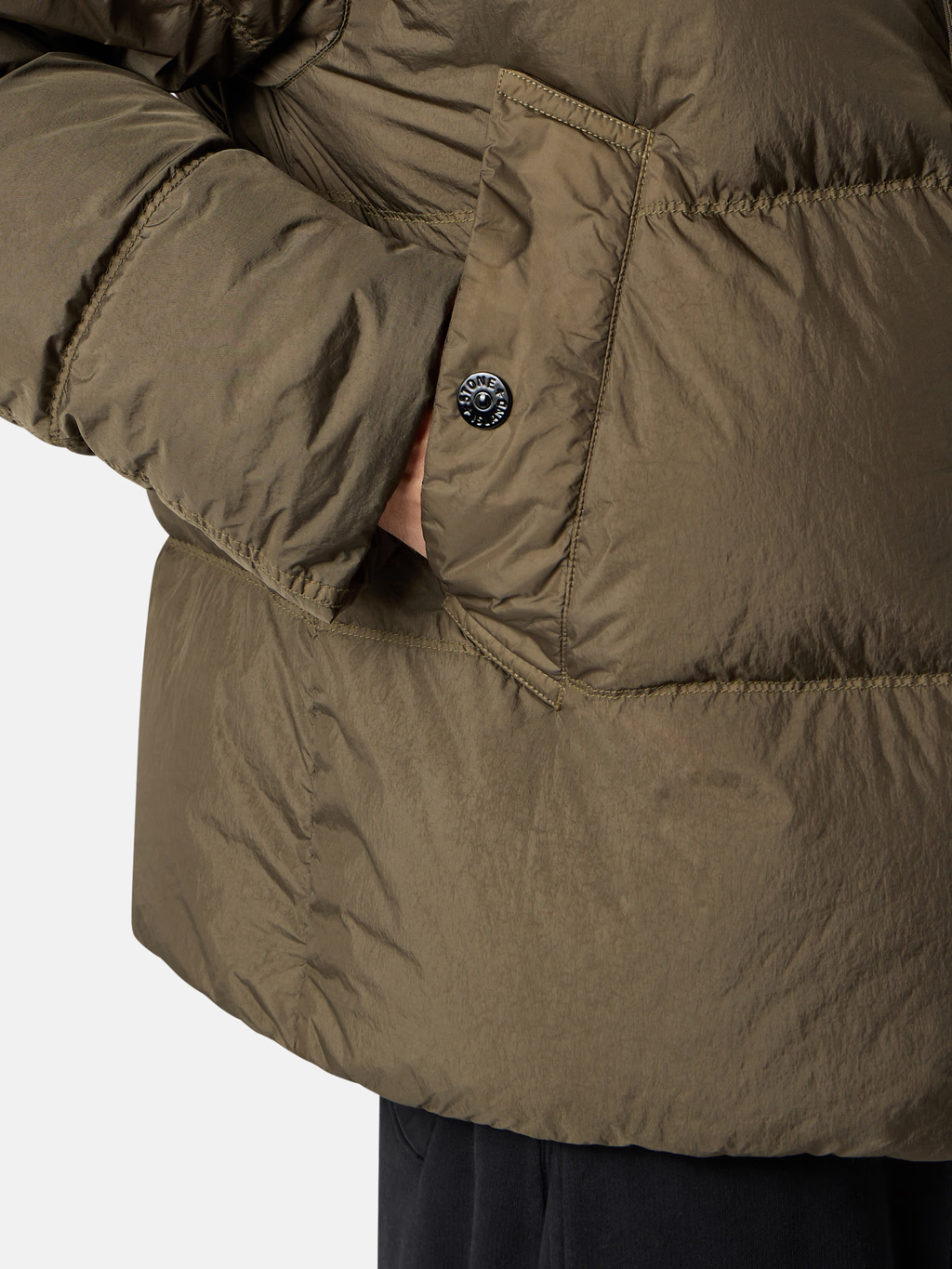 CRINKLE REPS GARMENT DYED DOWN JACKET Military Green