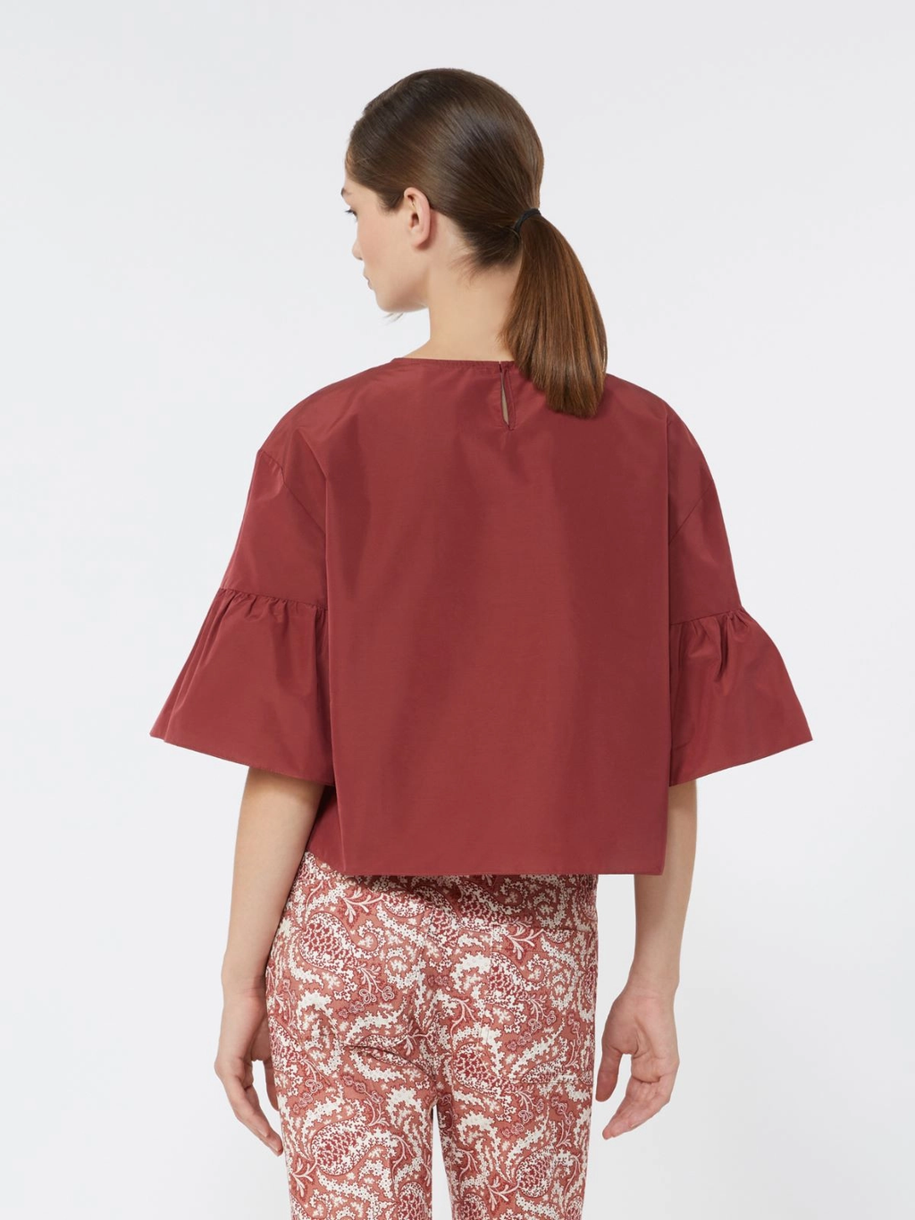 BREAK Cotton Taffeta Cropped Blouse CHERRY