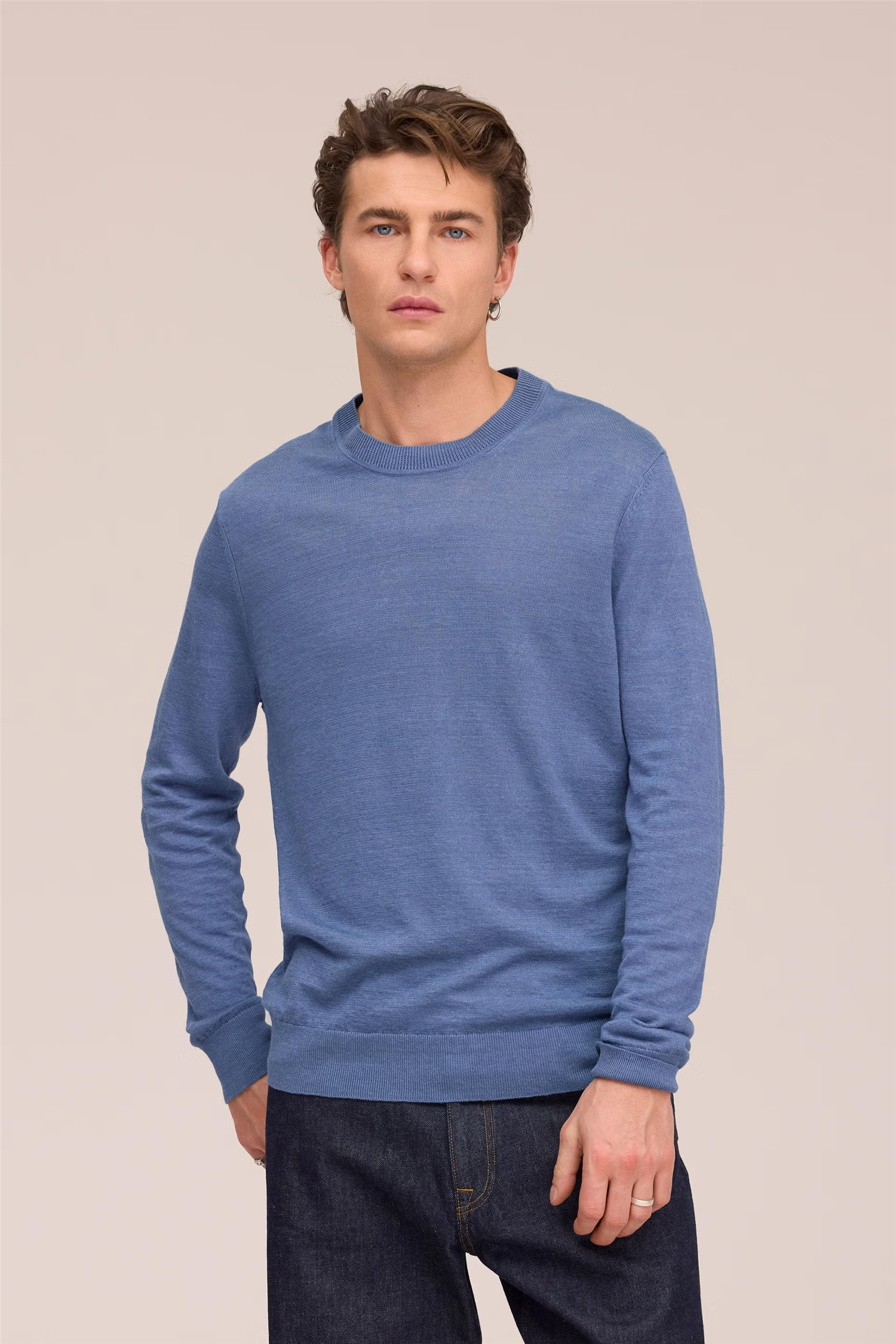 Ted 60058 Linen Sweater Stone Blue