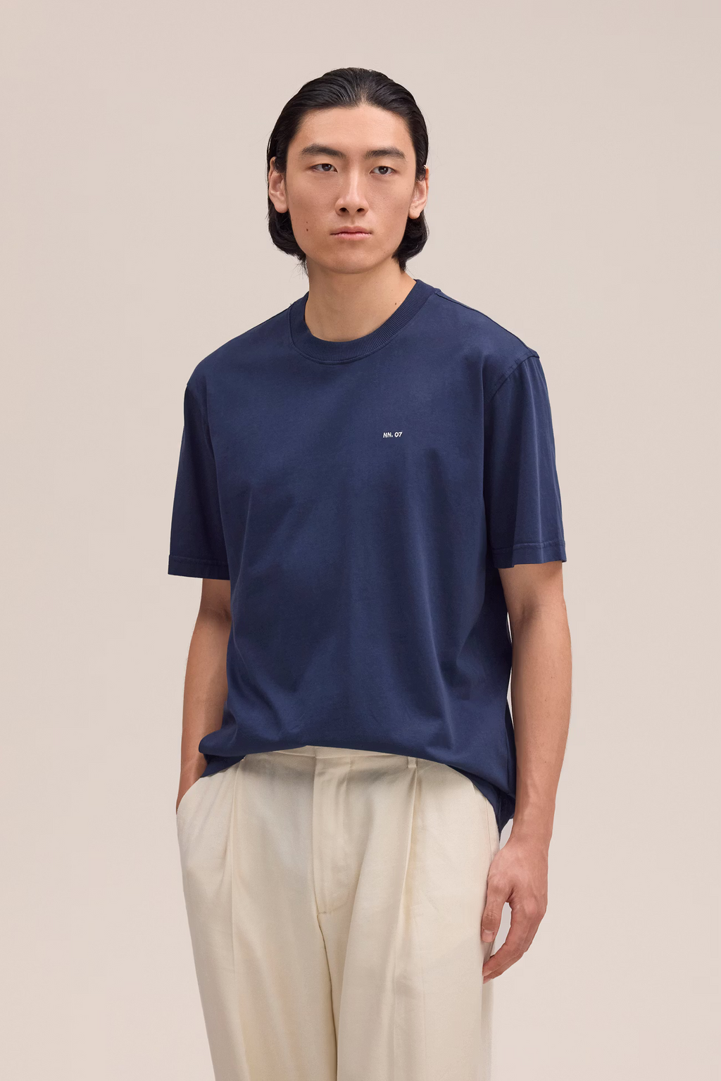 Adam Casual logo Pima T-shirt 3209 Navy Blue