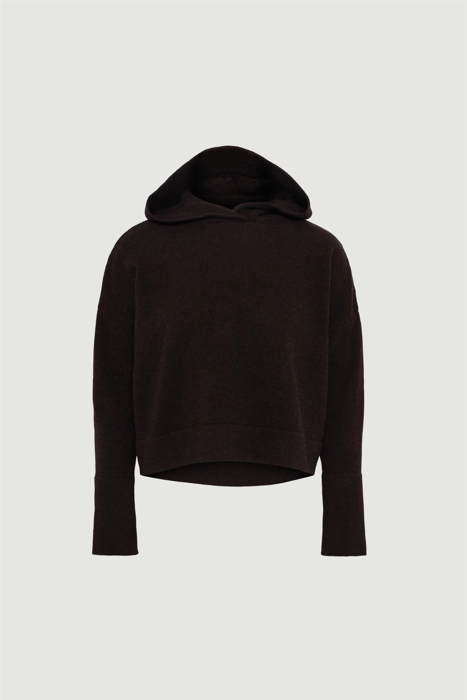Everyday Knitted Wool Hoodie Dark brown