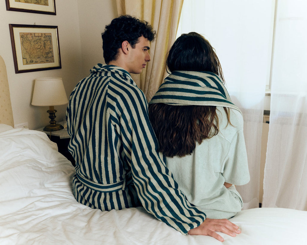 NARAM BATHROBE sea foam/deep teal