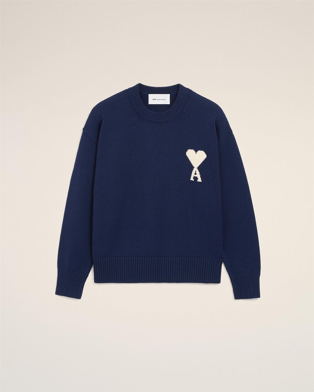 WOOL COTTON AMI DE COEUR SWEATER INK/OFF WHITE