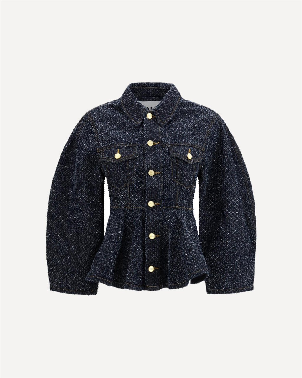 Tweed Denim Peplum Jacket Rinse