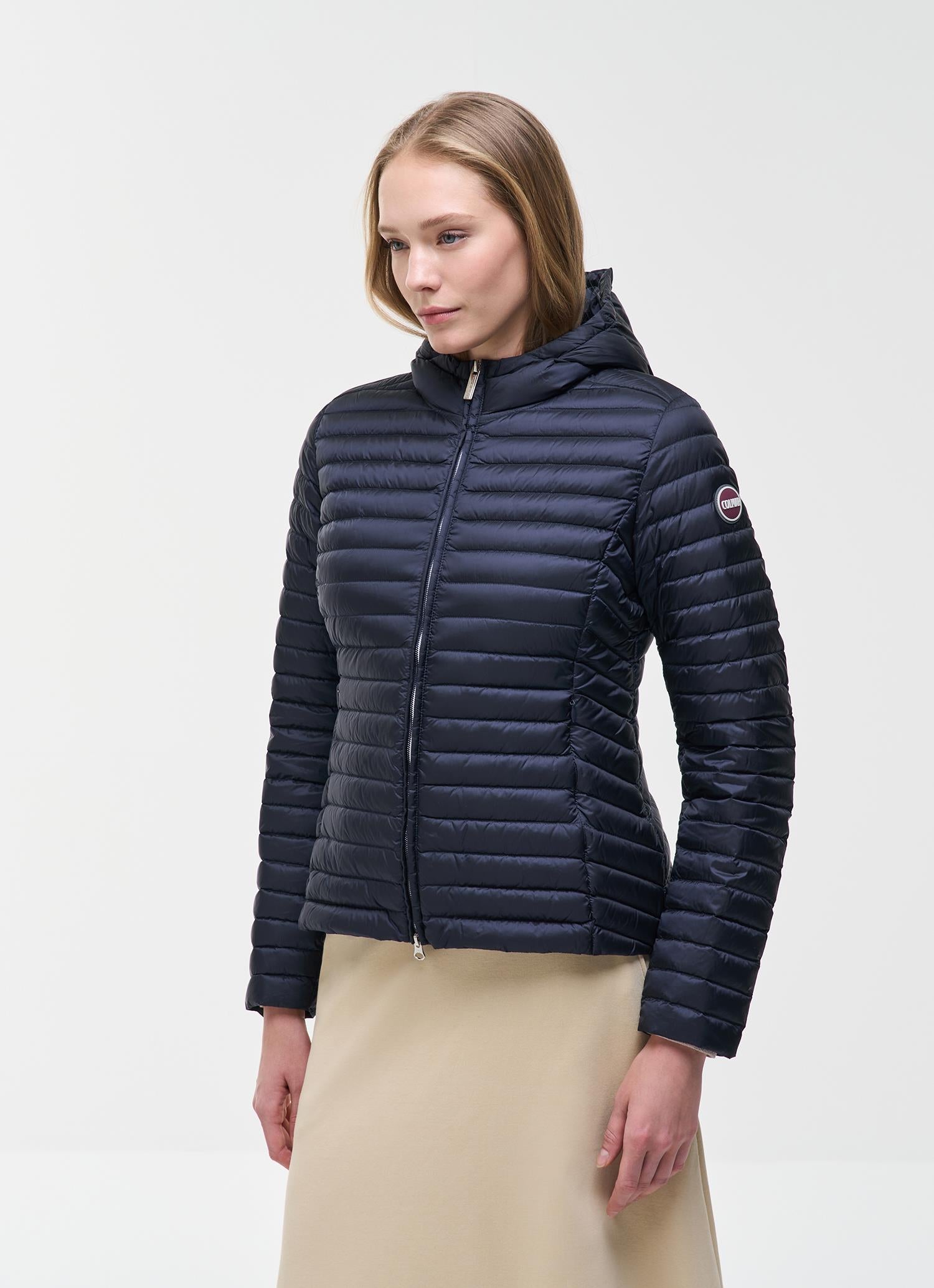 LIGHTWEIGHT DOWN JACKET WITH HOOD NAVY BLUE