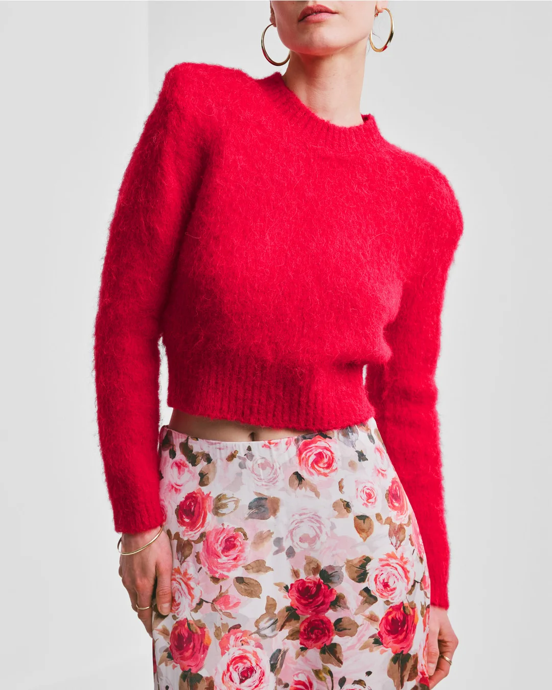 Hairy Knit Sweater Red
